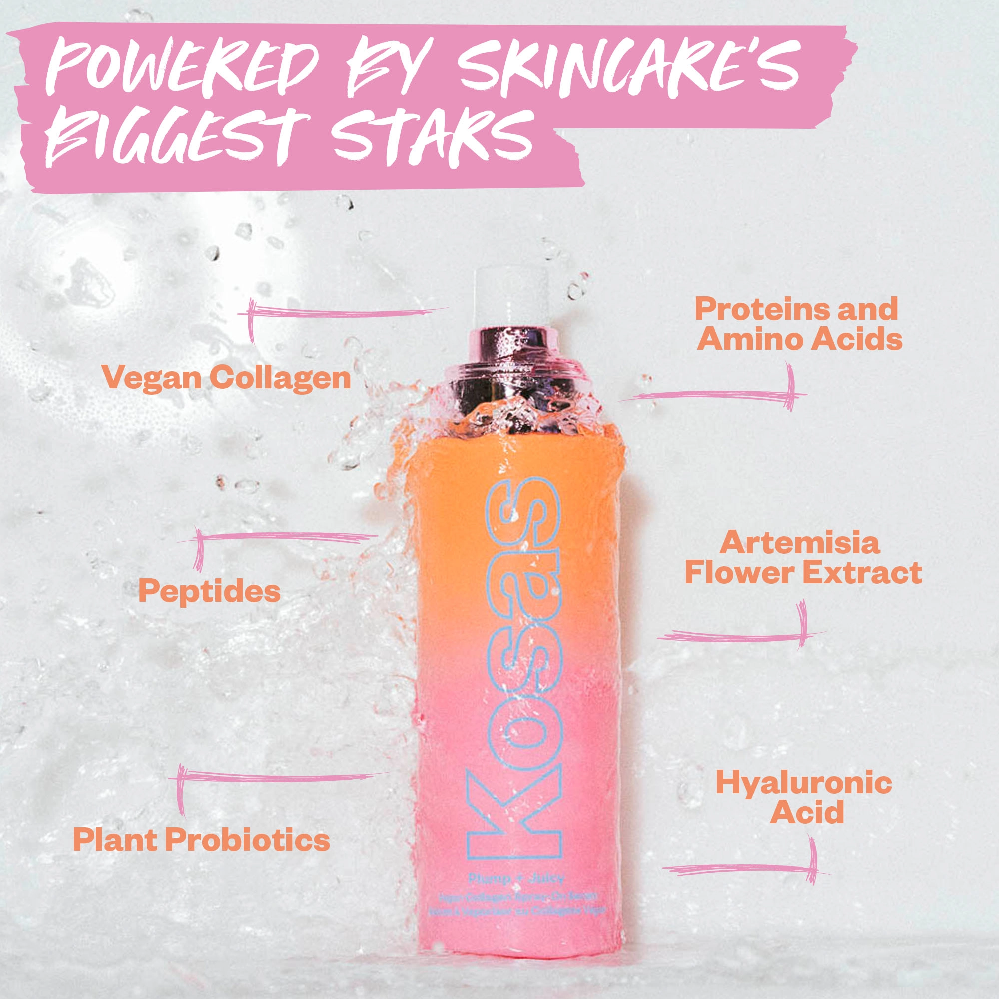 Kosas Plump + Juicy Vegan Collagen + Probiotic Spray-On Serum 3.38 oz / 100 ml Vegan Hydrating Clean - Image 4