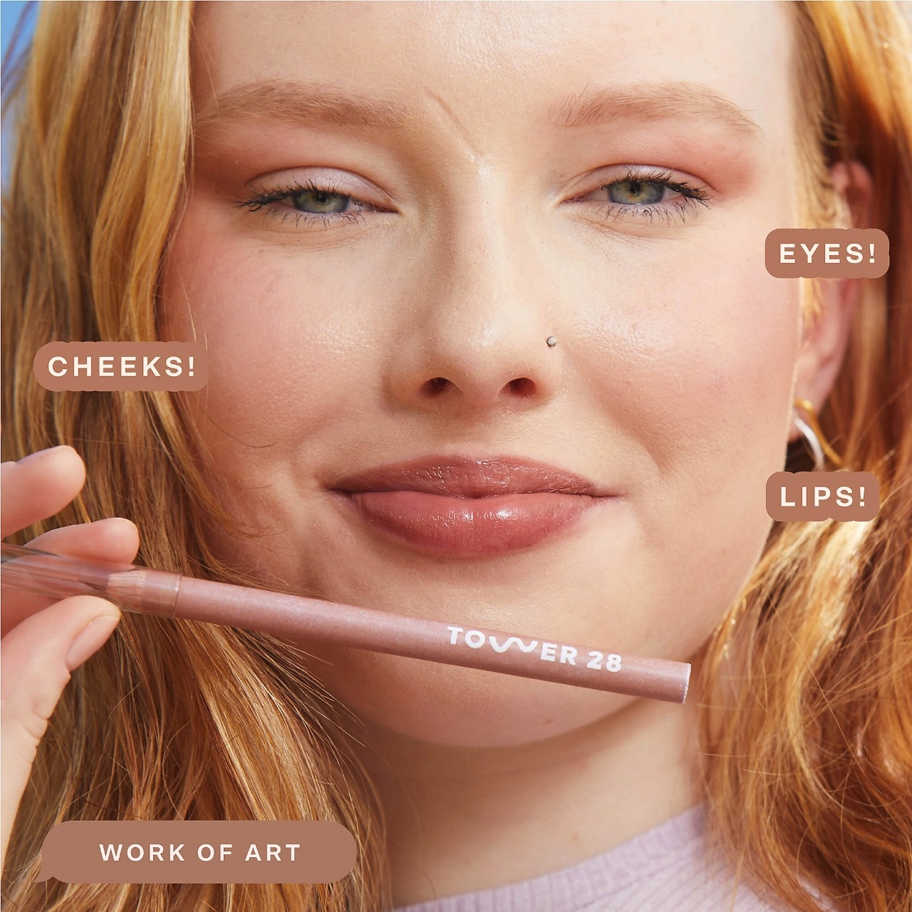 Tower 28 Beauty OneLiner Lip Liner + Eyeliner + Cheek Pencil Color: Work Of Art - Pinky Taupe - Image 2