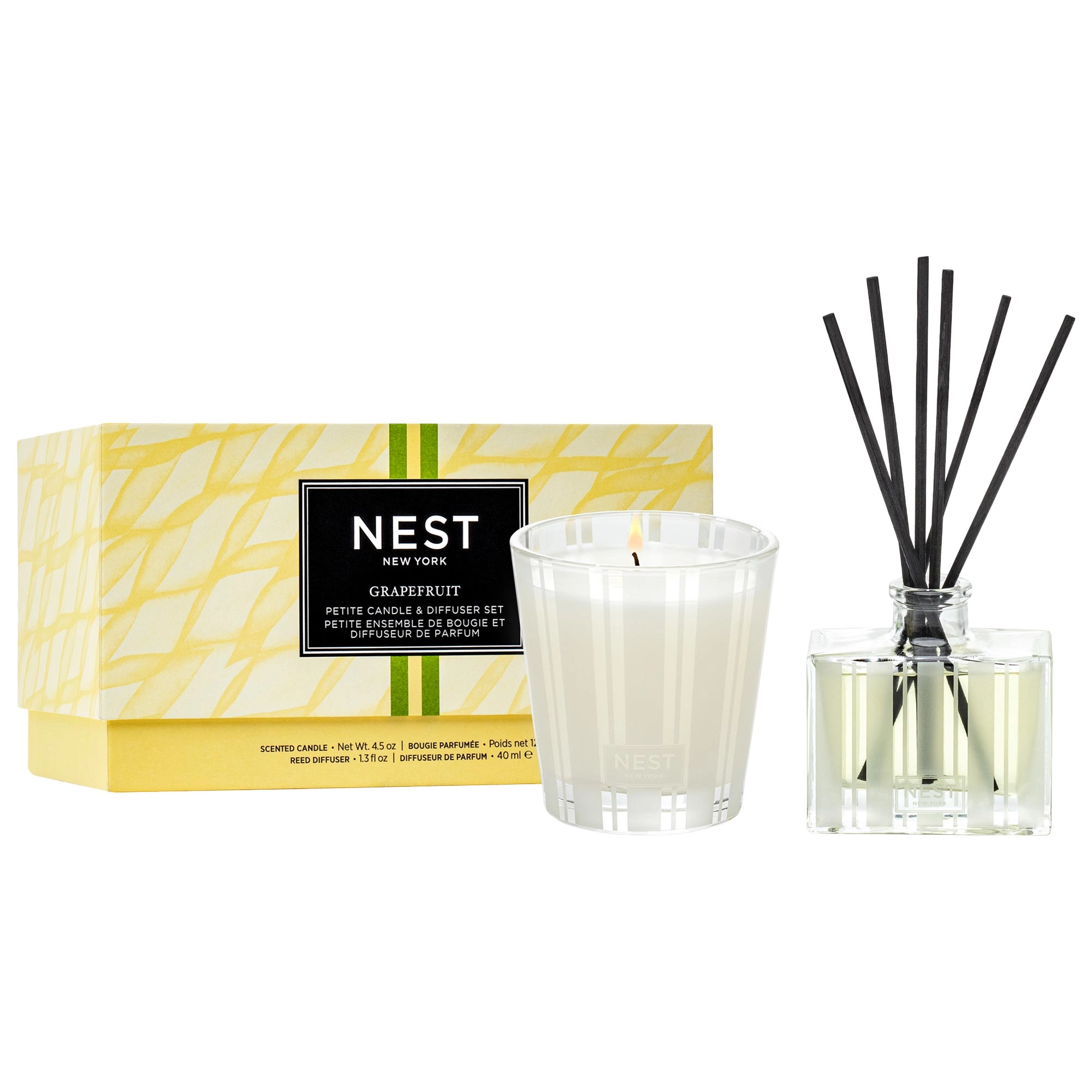 NEST New York Grapefruit Petite Candle & Diffuser - Vegan, Phthalate-Free, Paraben-Free, Sulfate-Free