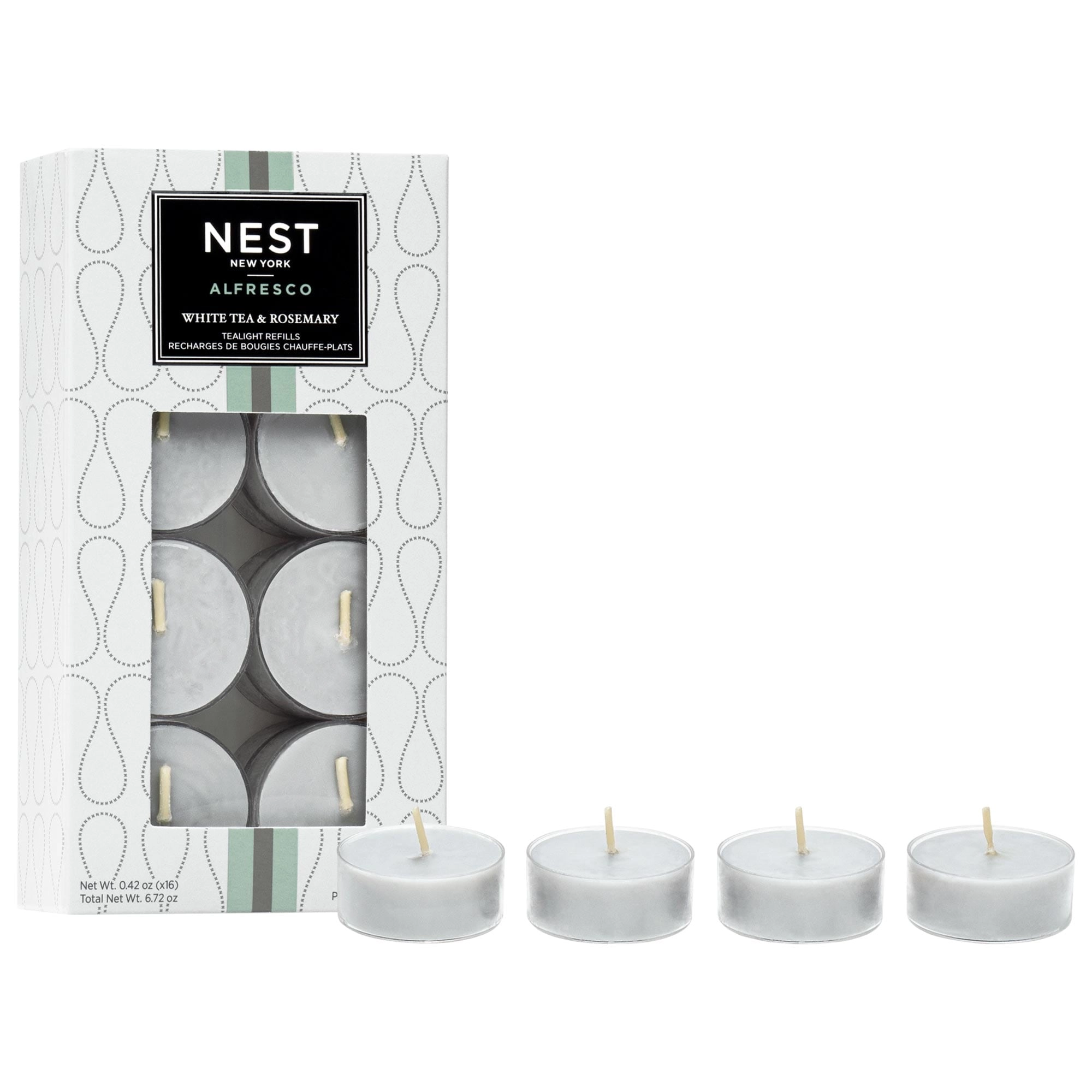 NEST New York White Tea & Rosemary Alfresco Tealight Refill - 0.42 oz / 12 g Limited Edition