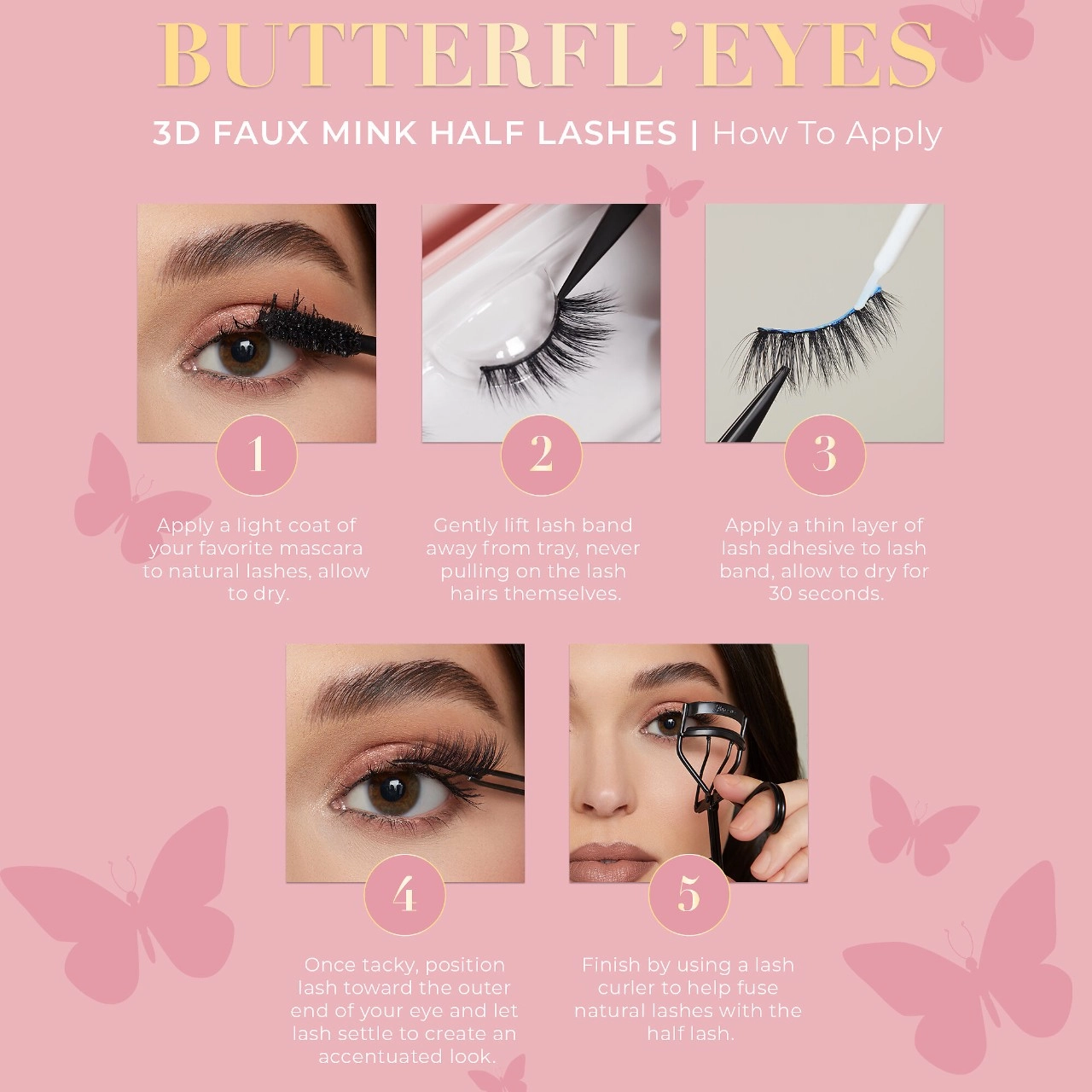 Lilly Lashes 3D Faux Mink Butterfl'eye Half Eyelashes Color: Angel - Image 11