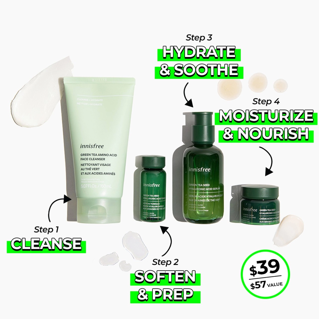 innisfree Hydration Heroes Green Tea Skincare Routine Set - Image 4