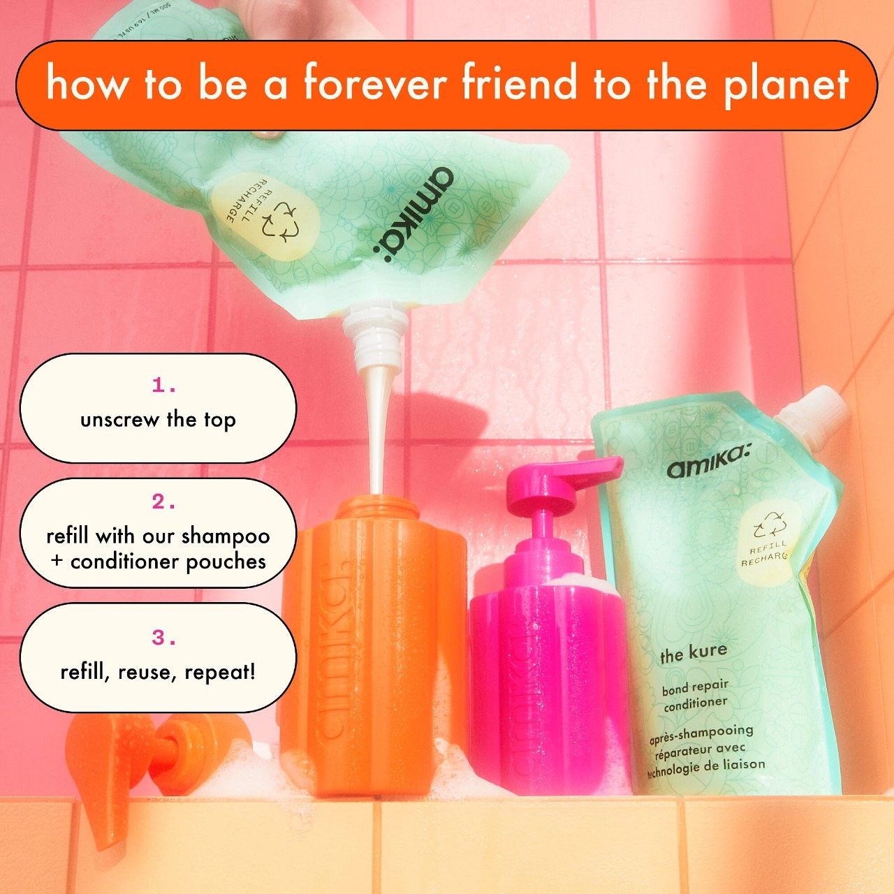 Amika Refillable Conditioner Bottle - Image 2