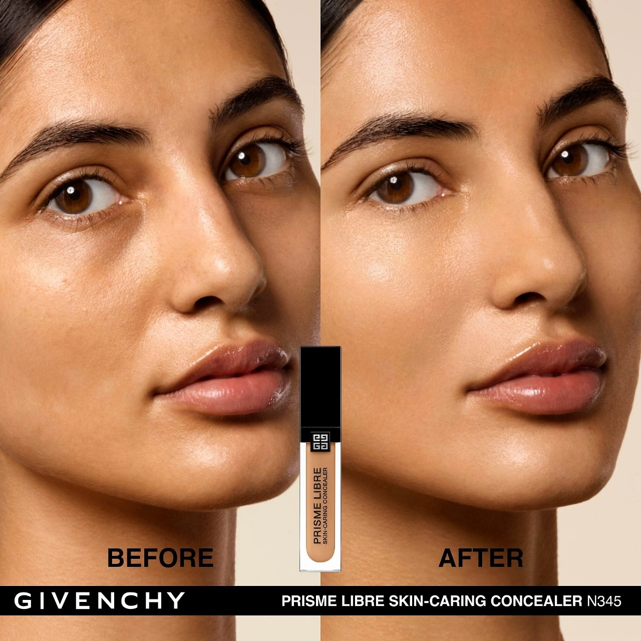 Givenchy Prisme Libre Skin-Caring 24H Hydrating + Radiant + Correcting Creamy Concealer N345 - Tan with Neutral Undertones - Image 3