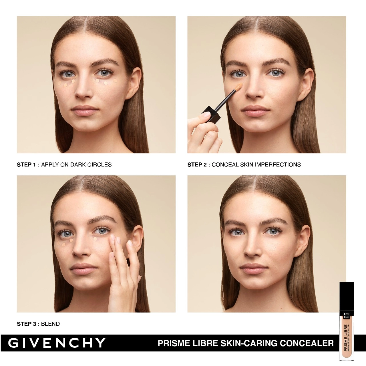 Givenchy Prisme Libre Skin-Caring 24H Hydrating + Radiant + Correcting Creamy Concealer N345 - Tan with Neutral Undertones - Image 9