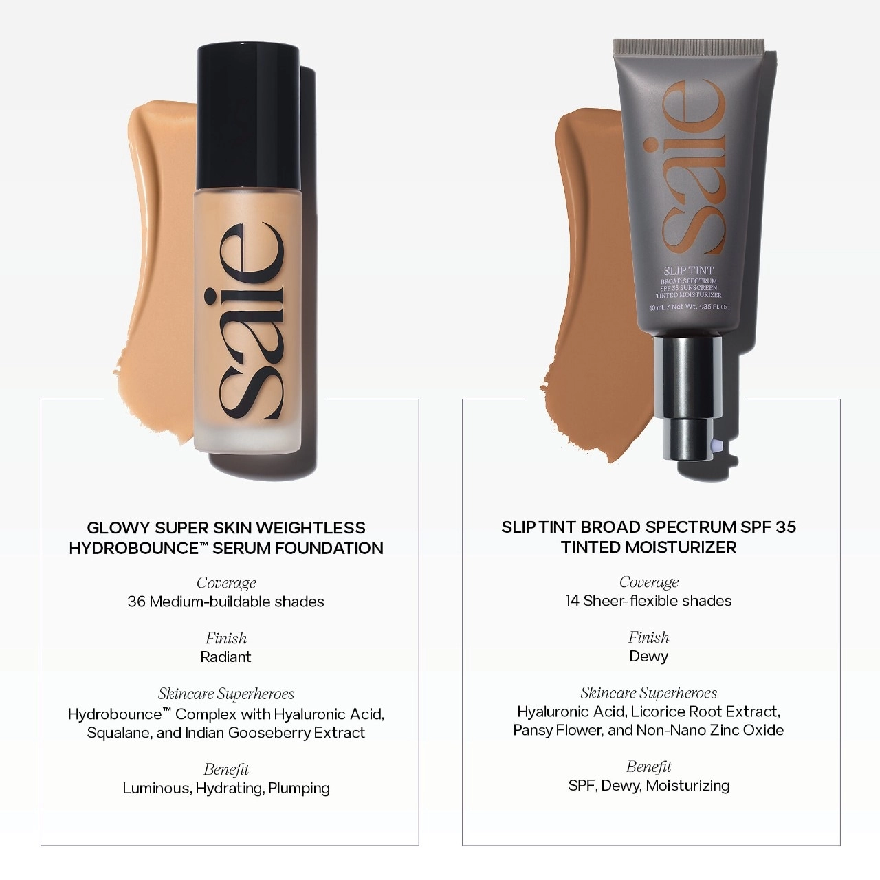 Saie Glowy Super Skin Lightweight Hydrobounce™ Serum Foundation Color 16 - Medium Skin Tones with Warm Undertones - Image 10