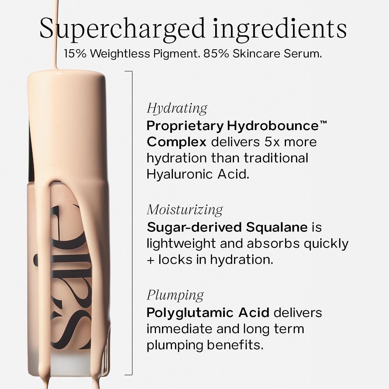 Saie Glowy Super Skin Lightweight Hydrobounce™ Serum Foundation Color: 1 - Very Light Skin Tones with Neutral Undertones - Image 8