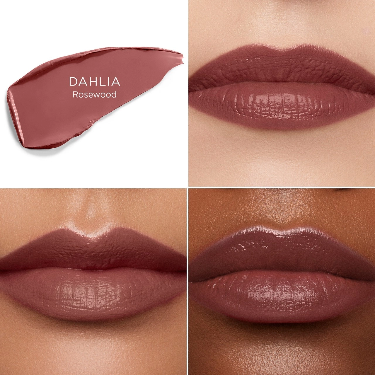 Hourglass Unlocked™ Satin Crème Lipstick in Dahlia 318 - Rosewood Vegan Stick Formula - Image 5