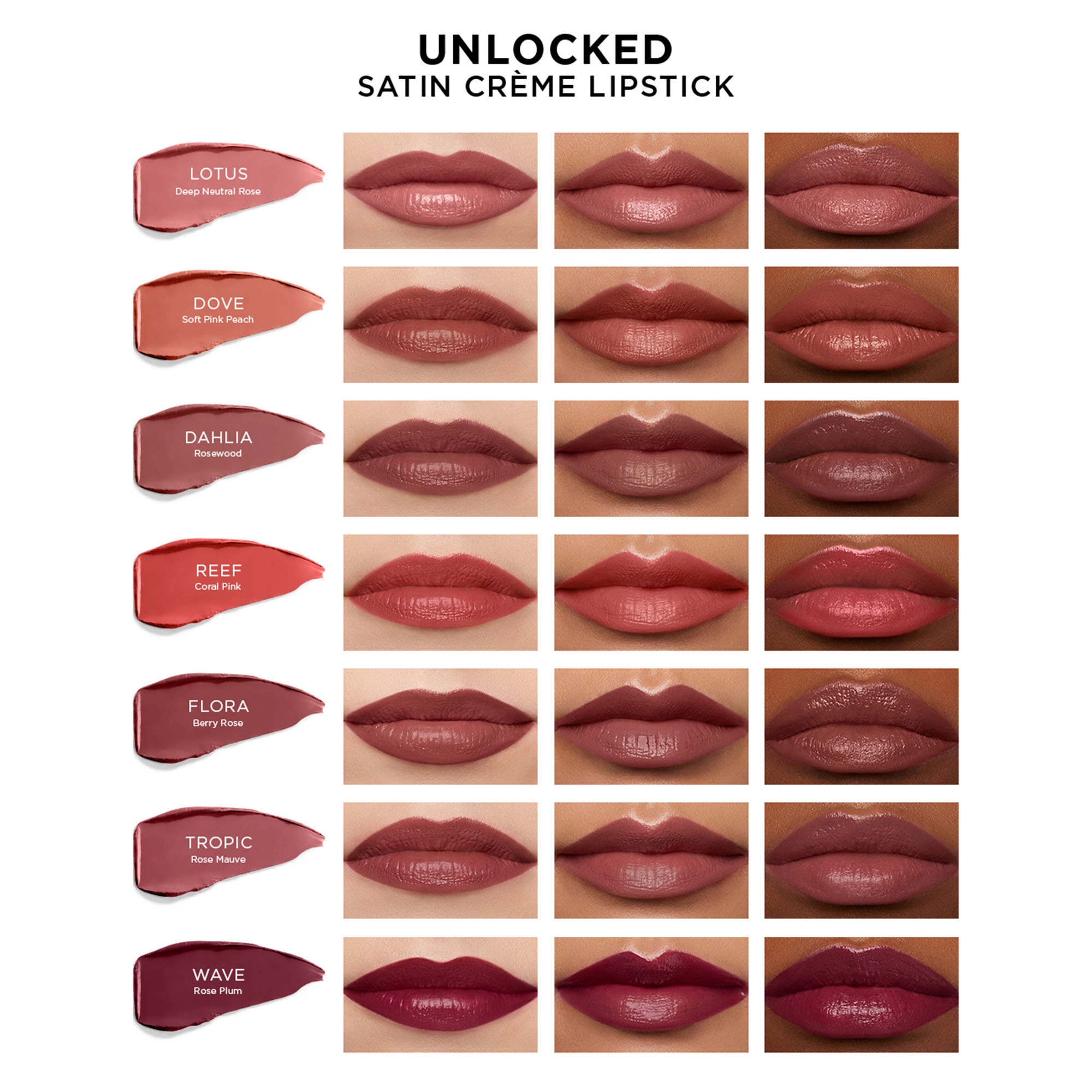 Hourglass Unlocked™ Satin Crème Lipstick in Tropic 332 - Rose Mauve Vegan Stick Formula - Image 4