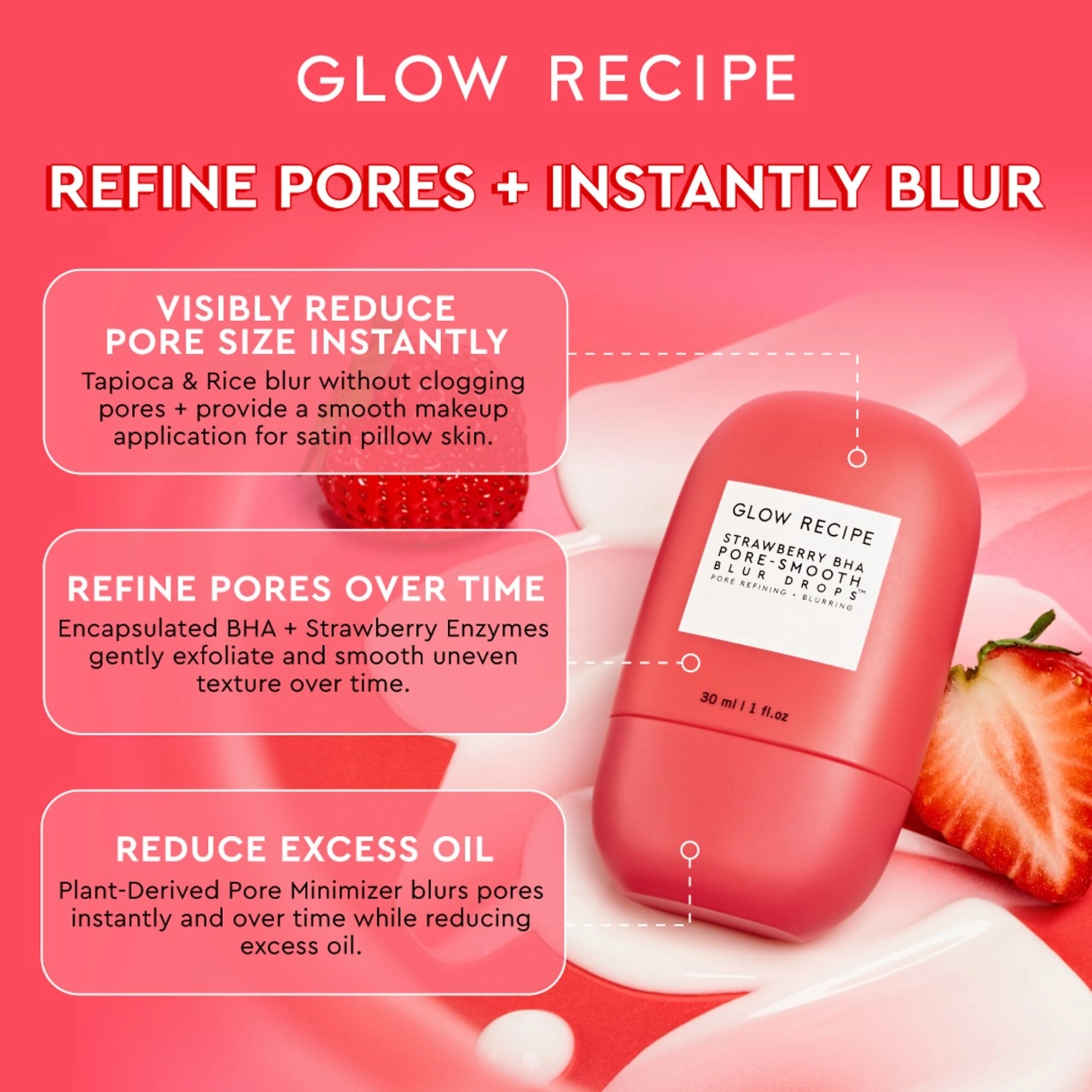 Glow Recipe Strawberry BHA Pore-Smooth Blur Drops 1 oz / 30 mL - Image 3