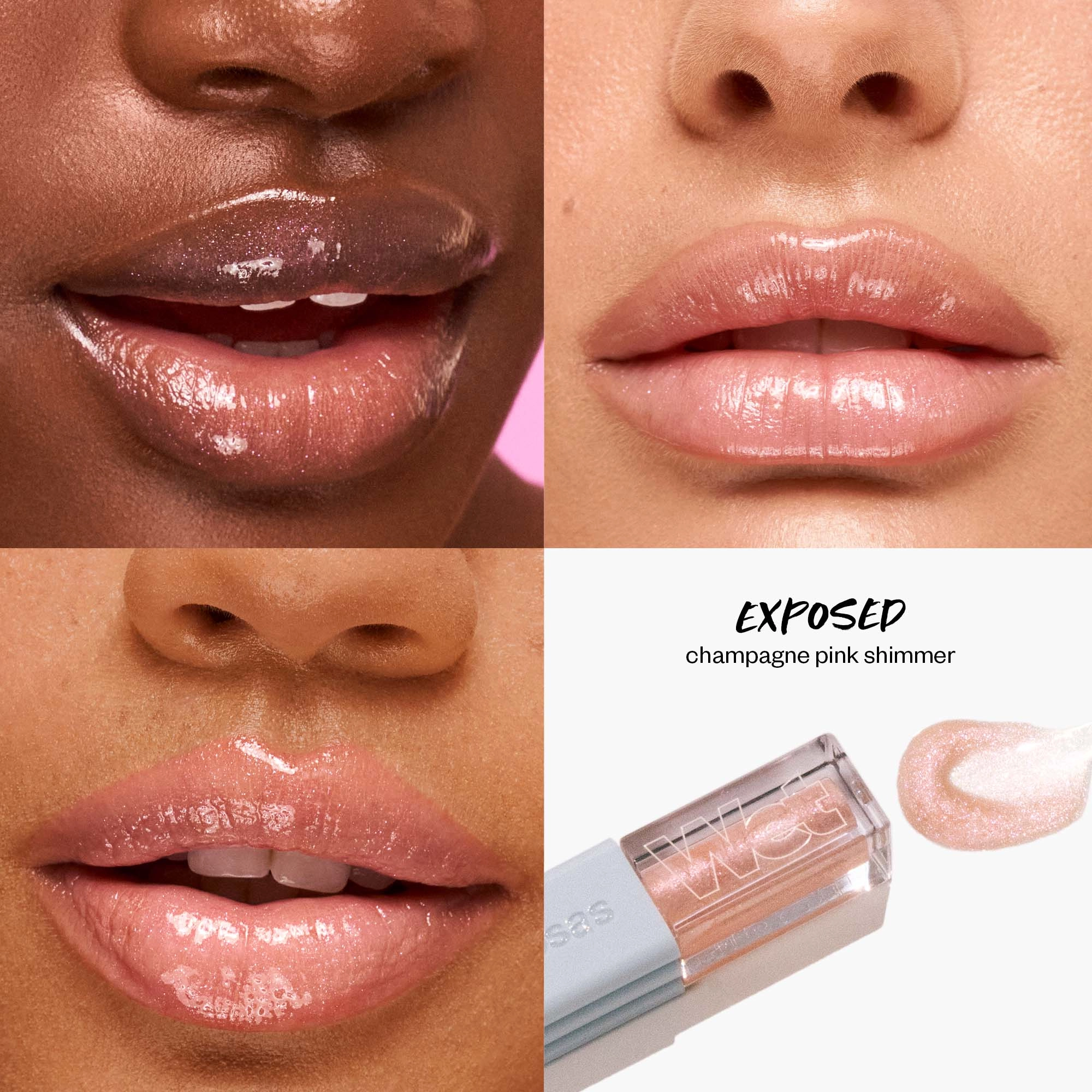 Kosas Wet Lip Oil Plumping Treatment Gloss - Undressed Collection Color: Exposed - champagne pink shimmer - Image 12