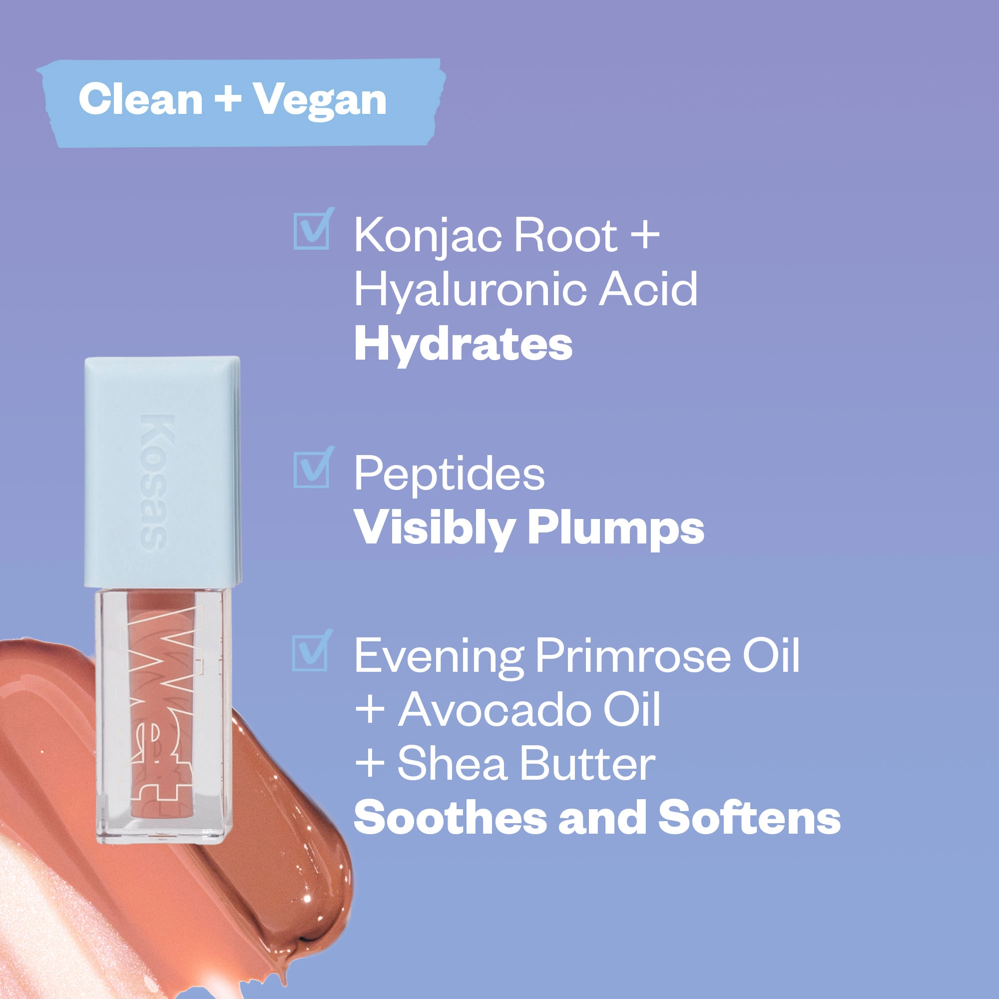 Kosas Wet Lip Oil Plumping Treatment Gloss - Undressed Collection Color: Exposed - champagne pink shimmer - Image 6