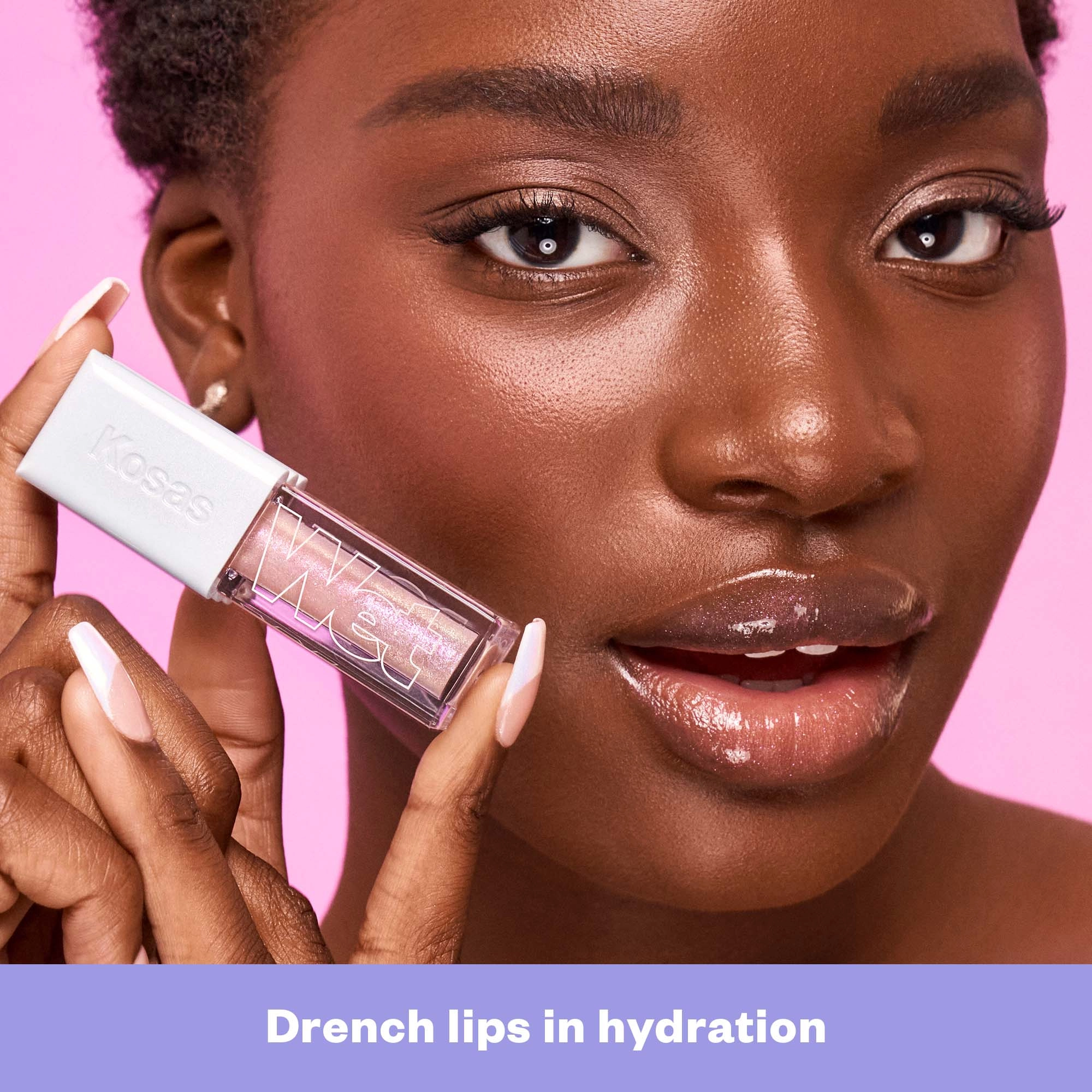 Kosas Wet Lip Oil Plumping Treatment Gloss - Undressed Collection Color: Exposed - champagne pink shimmer - Image 18
