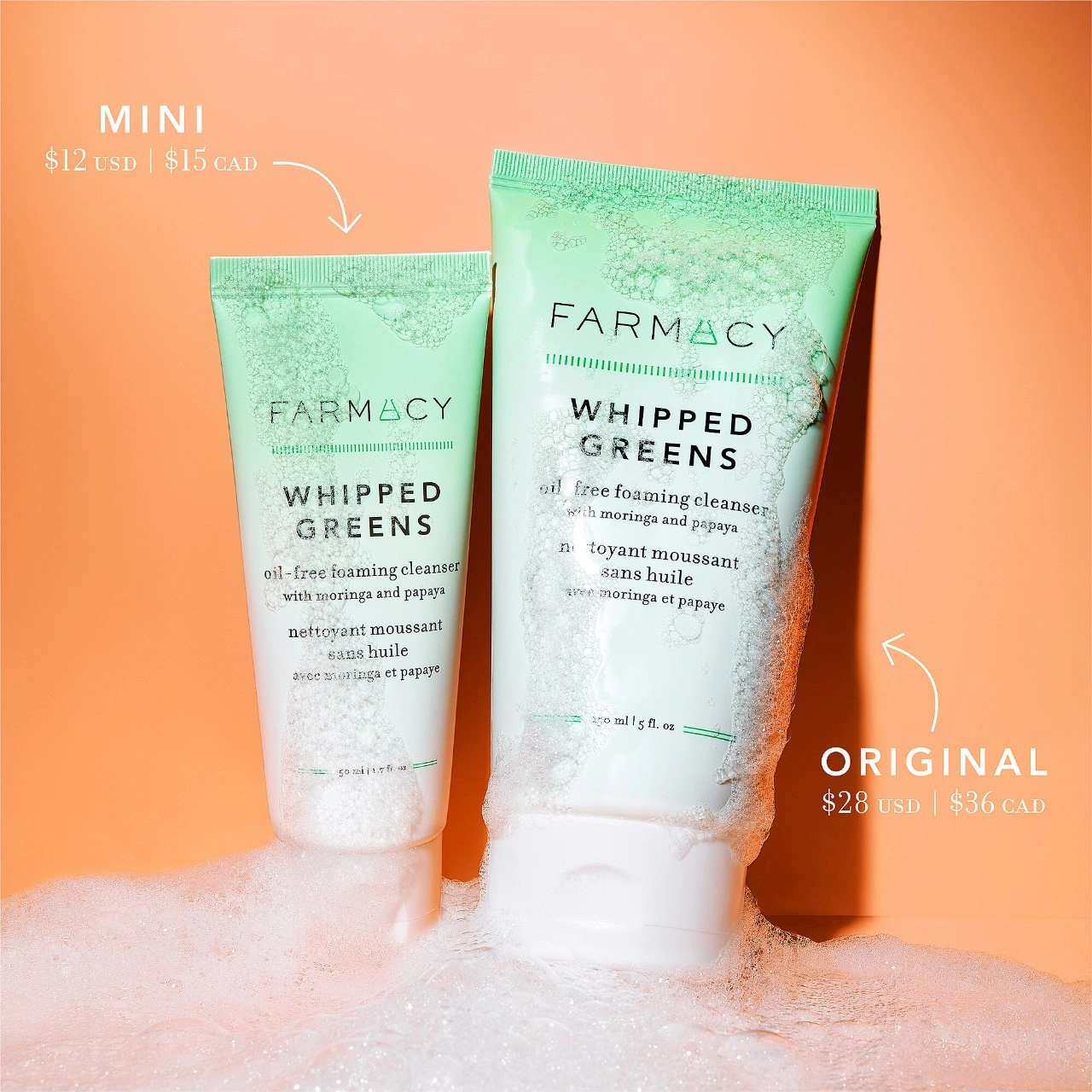 Farmacy Whipped Greens Oil-Free Foaming Cleanser with Moringa and Papaya 1.7 oz / 50 mL - Image 3