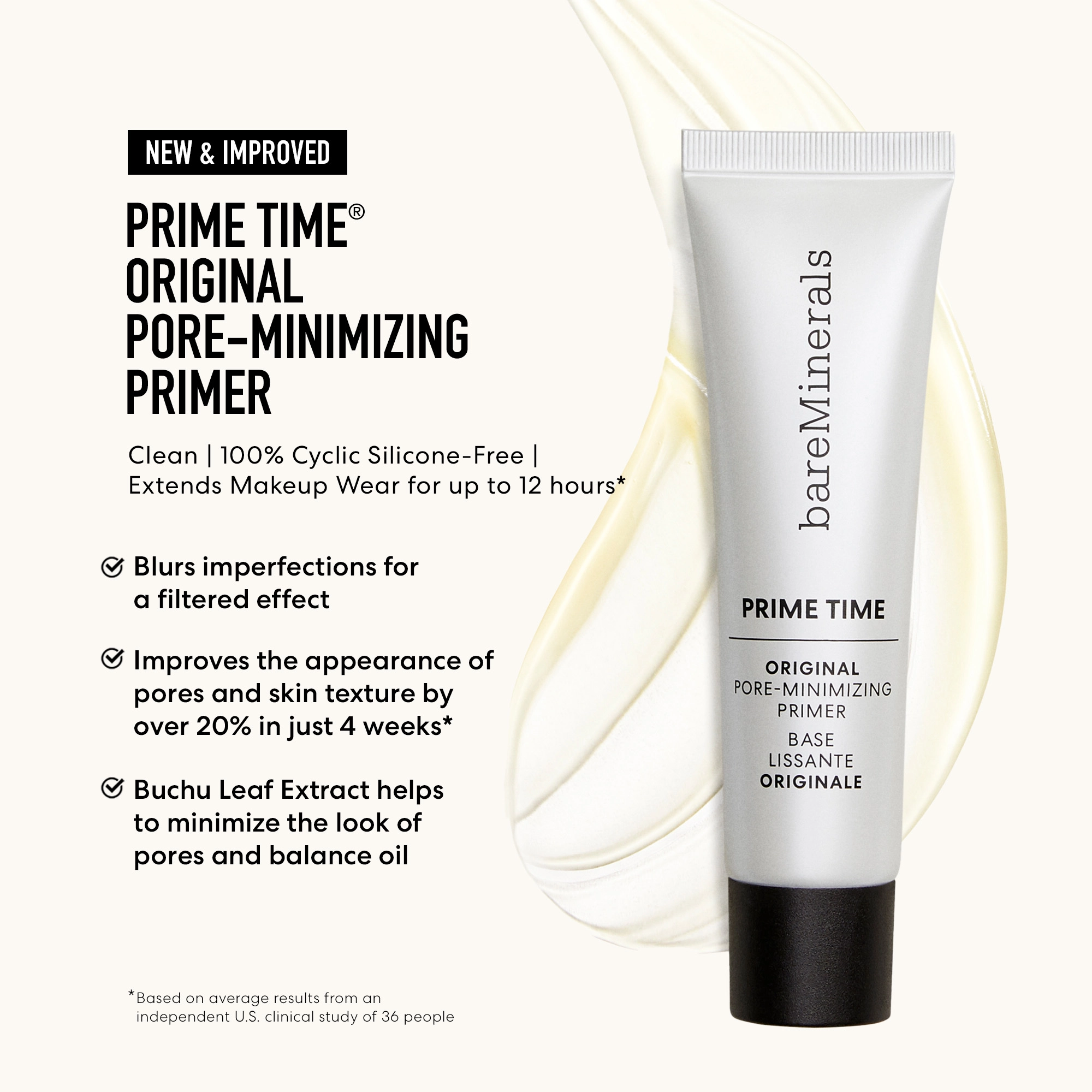 bareMinerals PRIME TIME Original Pore-Minimizing Primer 1 oz / 30 mL Pore-Minimizing Matte Finish - Image 6