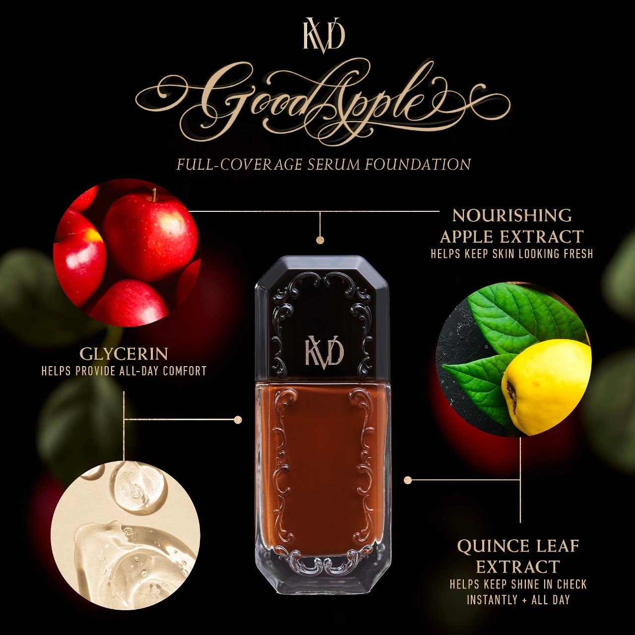 KVD Beauty Good Apple Non-Comedogenic Full-Coverage Serum Foundation Color: Light 018 - Image 6