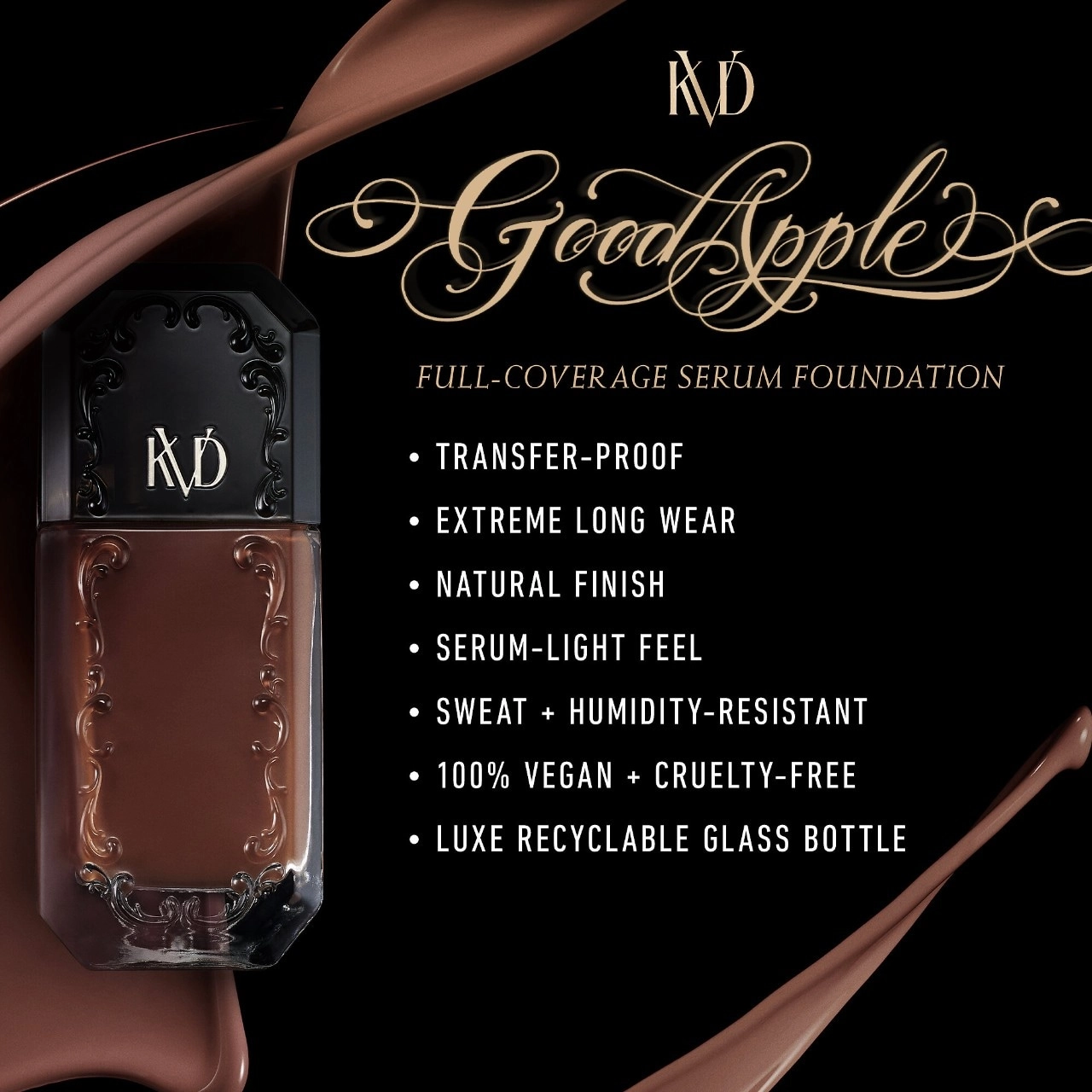 KVD Beauty Good Apple Non-Comedogenic Full-Coverage Serum Foundation Color: Deep 080 - Image 7