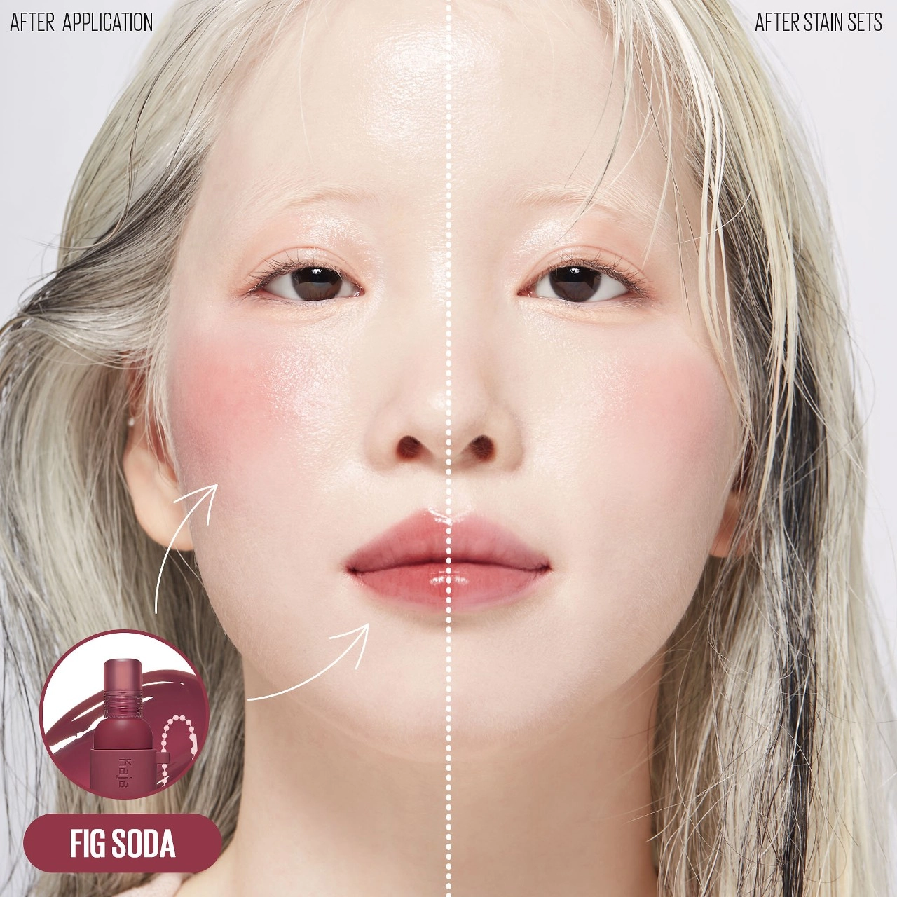 Kaja Jelly Charm Glazed Lip Stain & Blush With Keychain Color: 04 Fig Soda - Rosy Brown - Image 2
