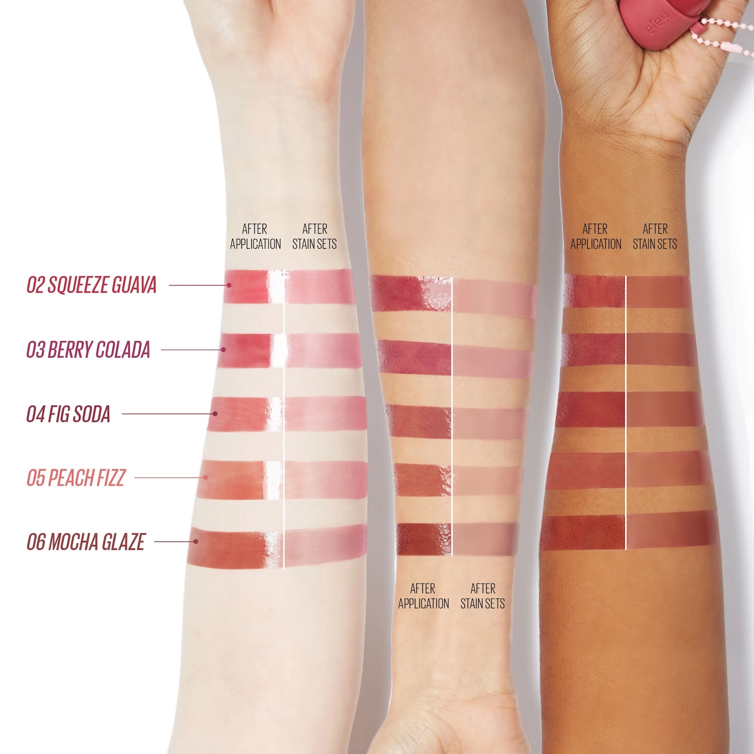 Kaja Jelly Charm Glazed Lip Stain & Blush With Keychain Color: 04 Fig Soda - Rosy Brown - Image 3