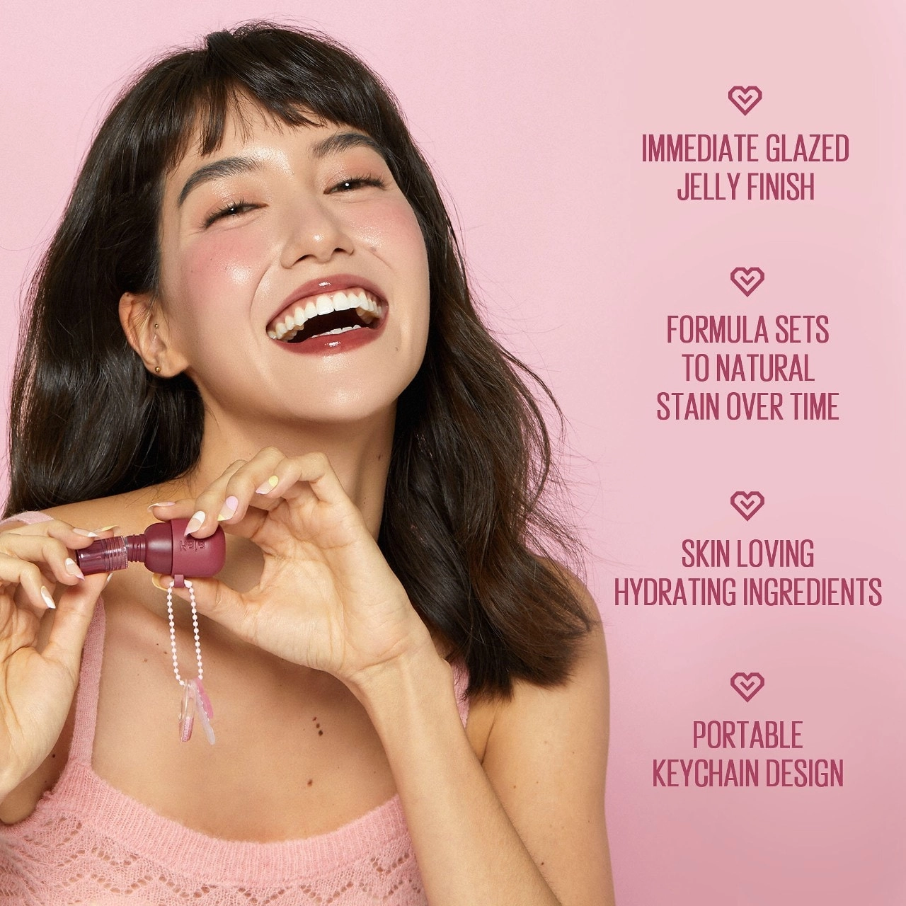 Kaja Jelly Charm Glazed Lip Stain & Blush With Keychain Color: 04 Fig Soda - Rosy Brown - Image 7