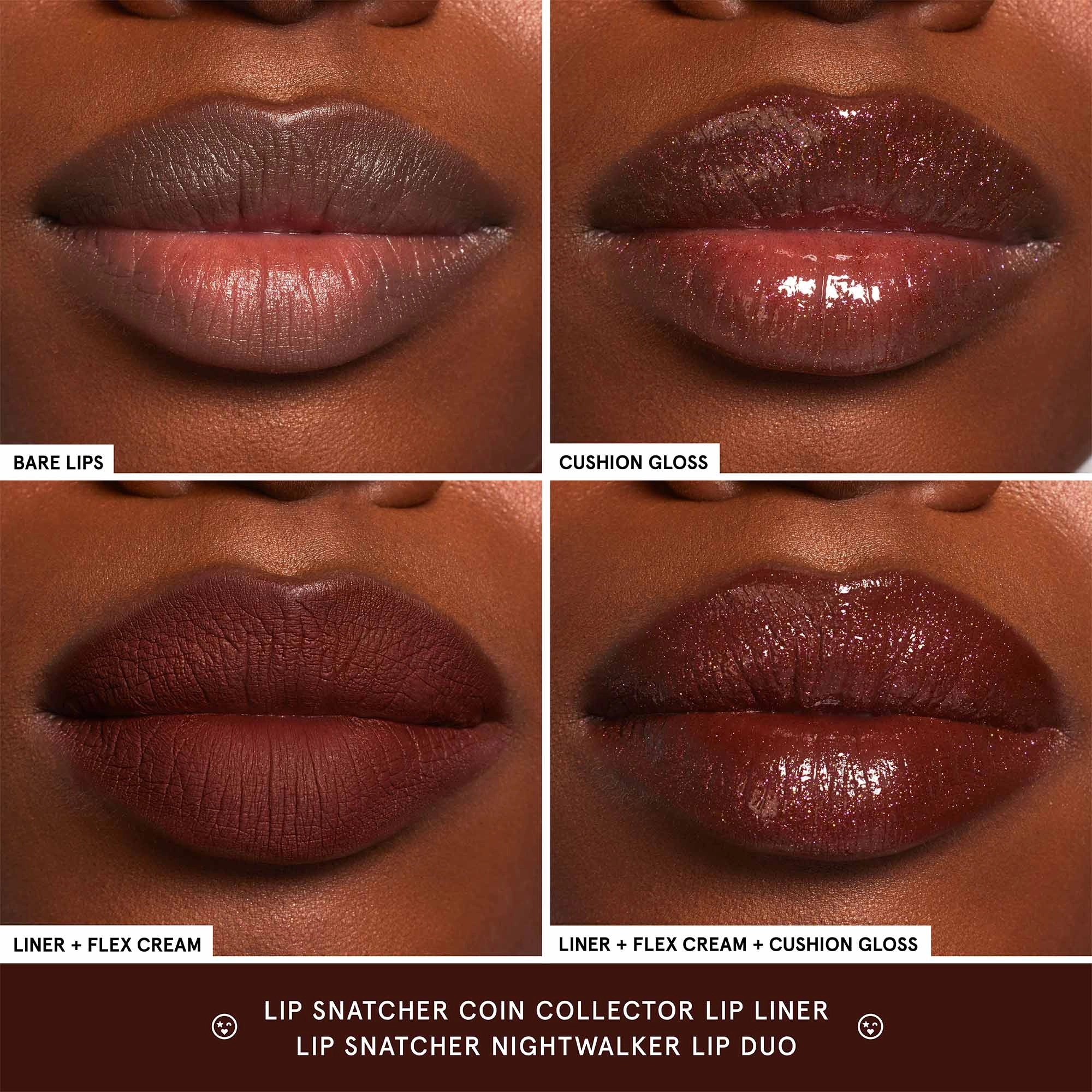 ONE/SIZE by Patrick Starrr Lip Snatcher Hydrating Liquid Lipstick and Lip Gloss Duo Color: Nightwalker - Shimmering & Matte Rich Brown - Image 2