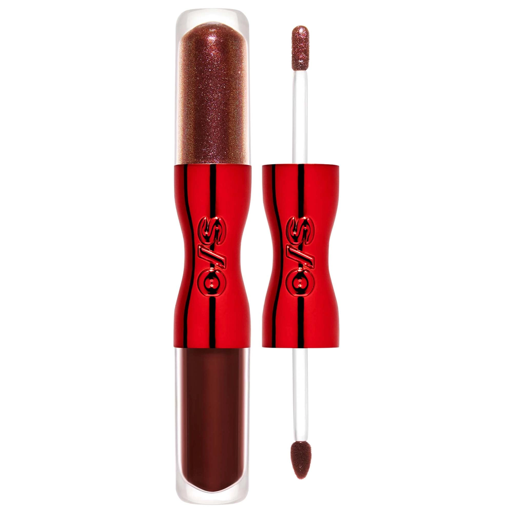 ONE/SIZE by Patrick Starrr Lip Snatcher Hydrating Liquid Lipstick and Lip Gloss Duo Color: Nightwalker - Shimmering & Matte Rich Brown