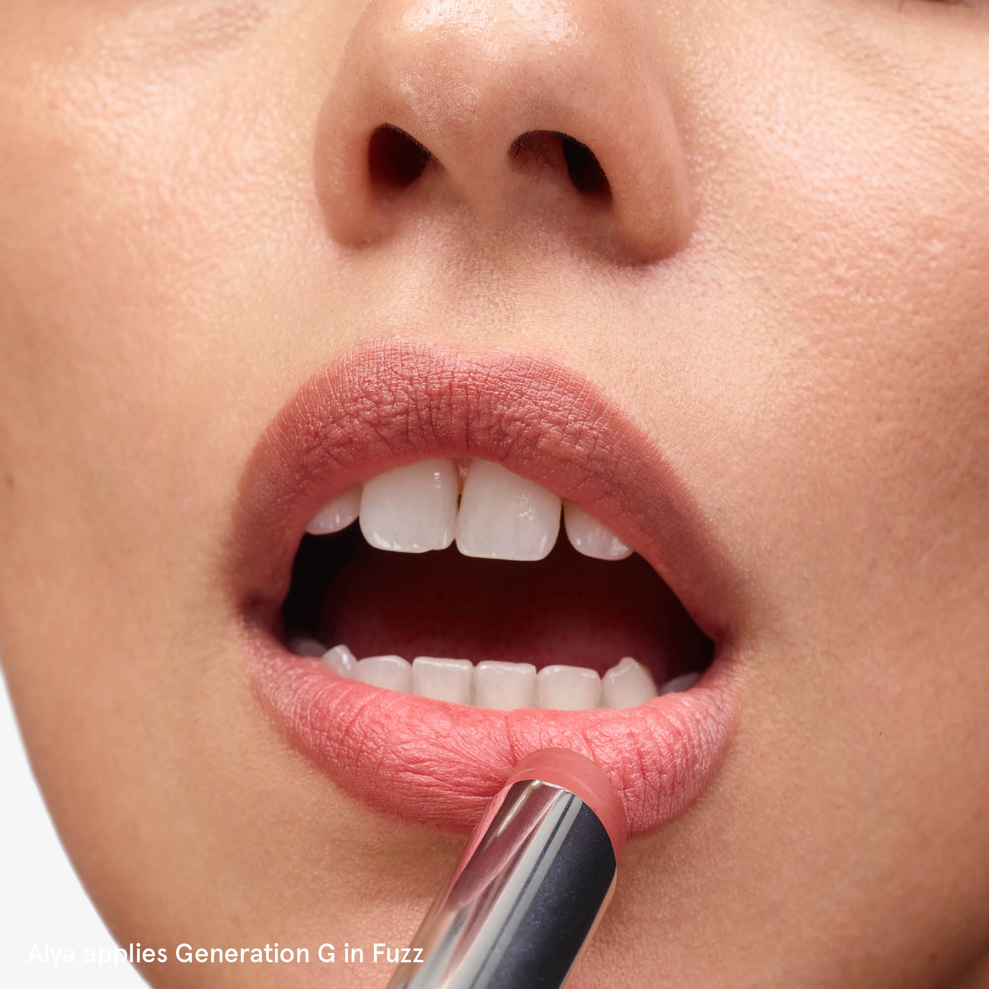 Glossier Generation G Sheer Matte Lipstick in Fuzz - Soft Rosy Taupe - Image 6