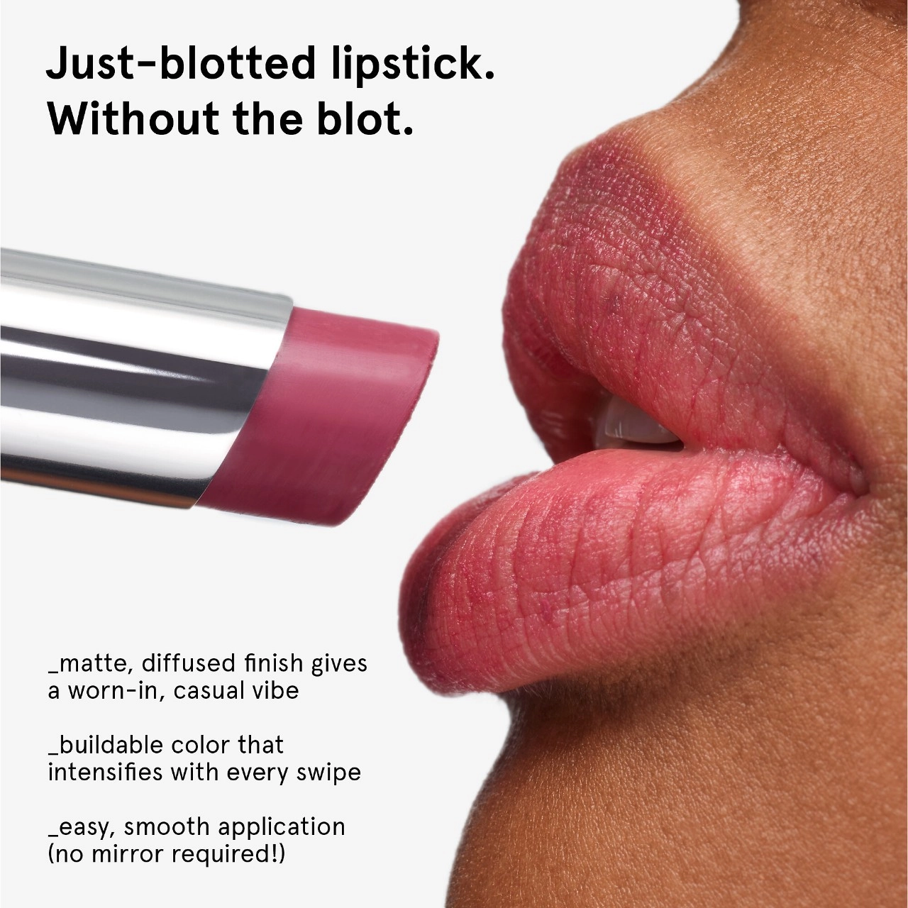 Glossier Generation G Sheer Matte Lipstick in Fuzz - Soft Rosy Taupe - Image 8