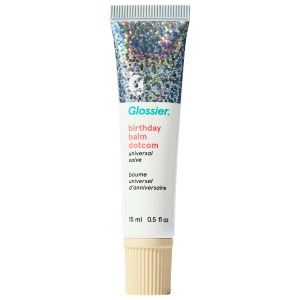 Glossier Balm Dotcom Lip Balm and Skin Salve Color: Birthday - Soft Shimmer Clear Vegan