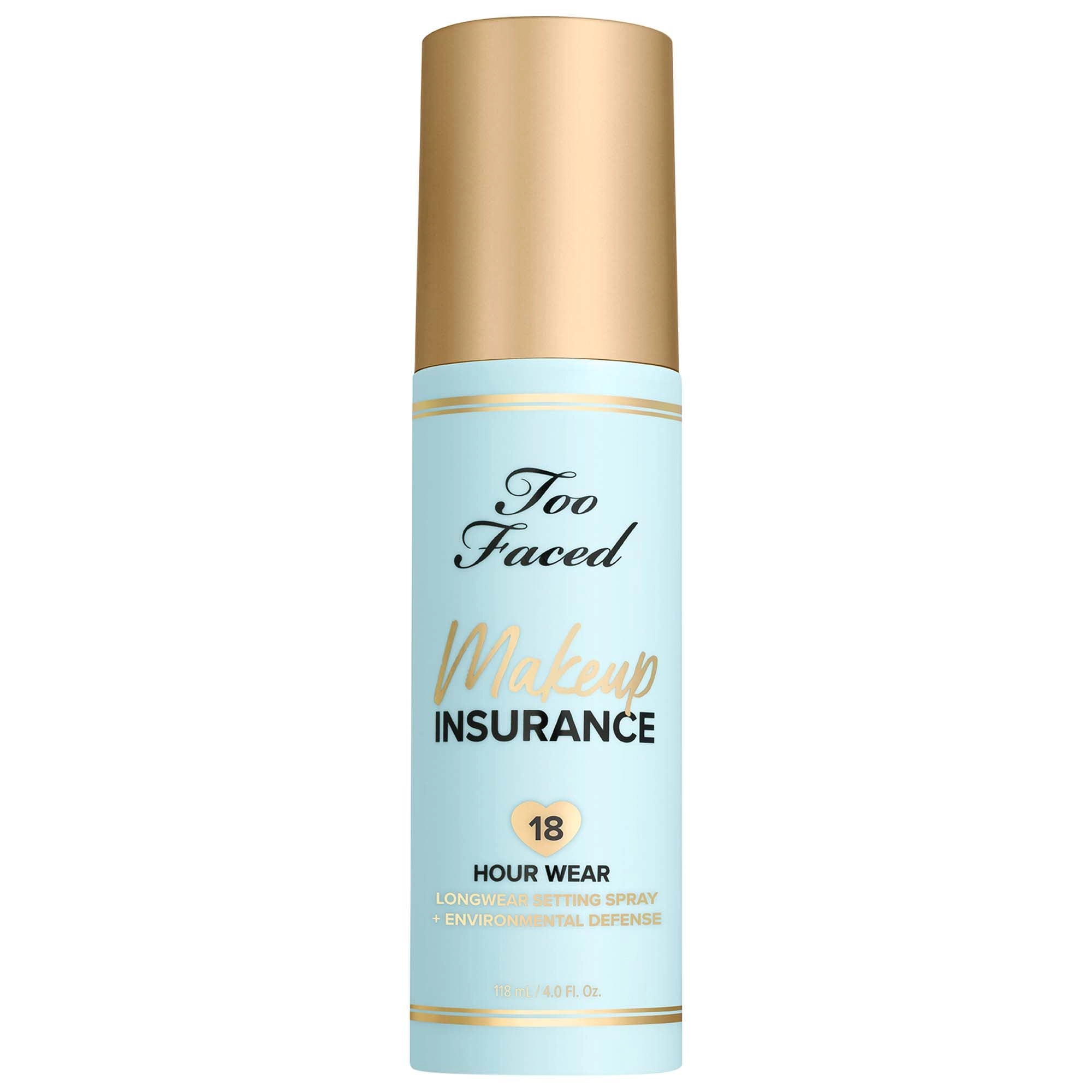 Too Faced Makeup Insurance Longwear Setting Spray + Environmental Protection 4 oz / 118 mL Natural Finish