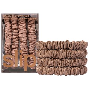 Slip Slipsilk™ Skinny Scrunchies Light Brown