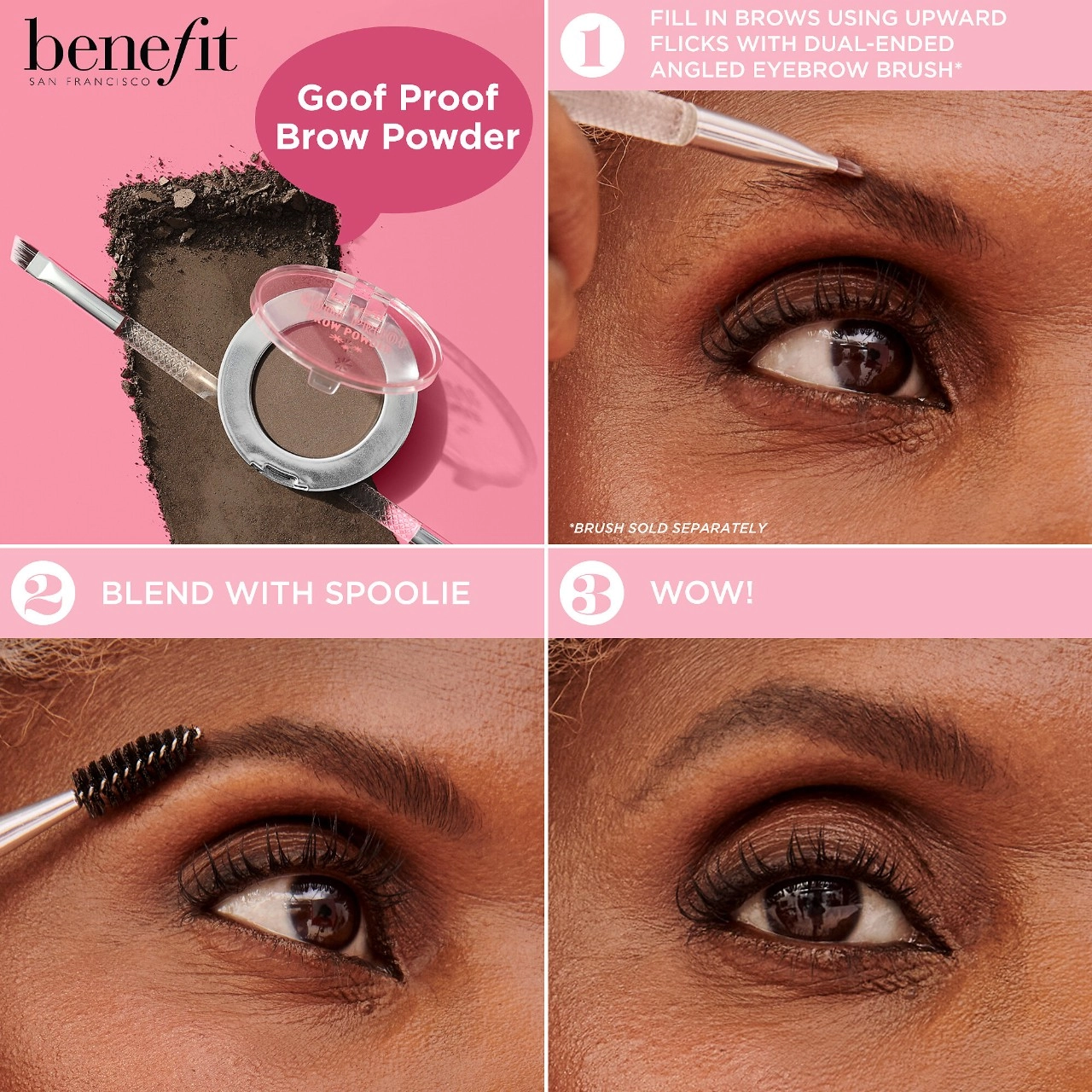 Benefit Cosmetics Goof Proof Brow-Filling Powder Color: Shade 3.5 - Neutral Medium Brown - Image 6