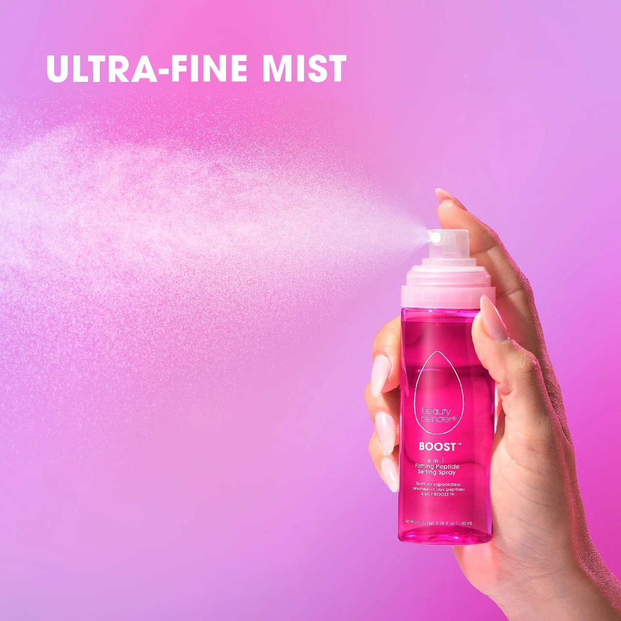 beautyblender BOOST™ 4-in-1 Firming Peptide 18-hour Setting Spray 3.38 oz / 100 mL Radiant Finish - Image 3
