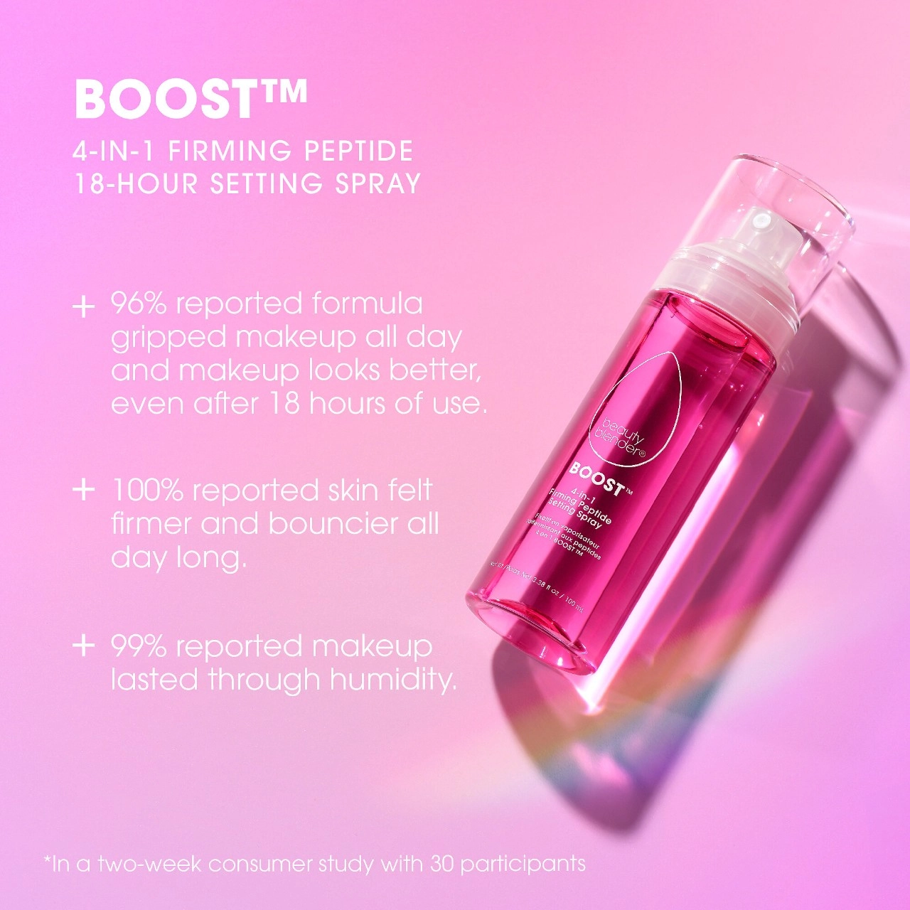 beautyblender BOOST™ 4-in-1 Firming Peptide 18-hour Setting Spray 3.38 oz / 100 mL Radiant Finish - Image 6