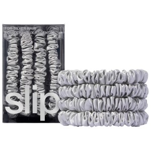 Slip Slipsilk™ Skinny Scrunchies Silver Hair Ties All Hair Types