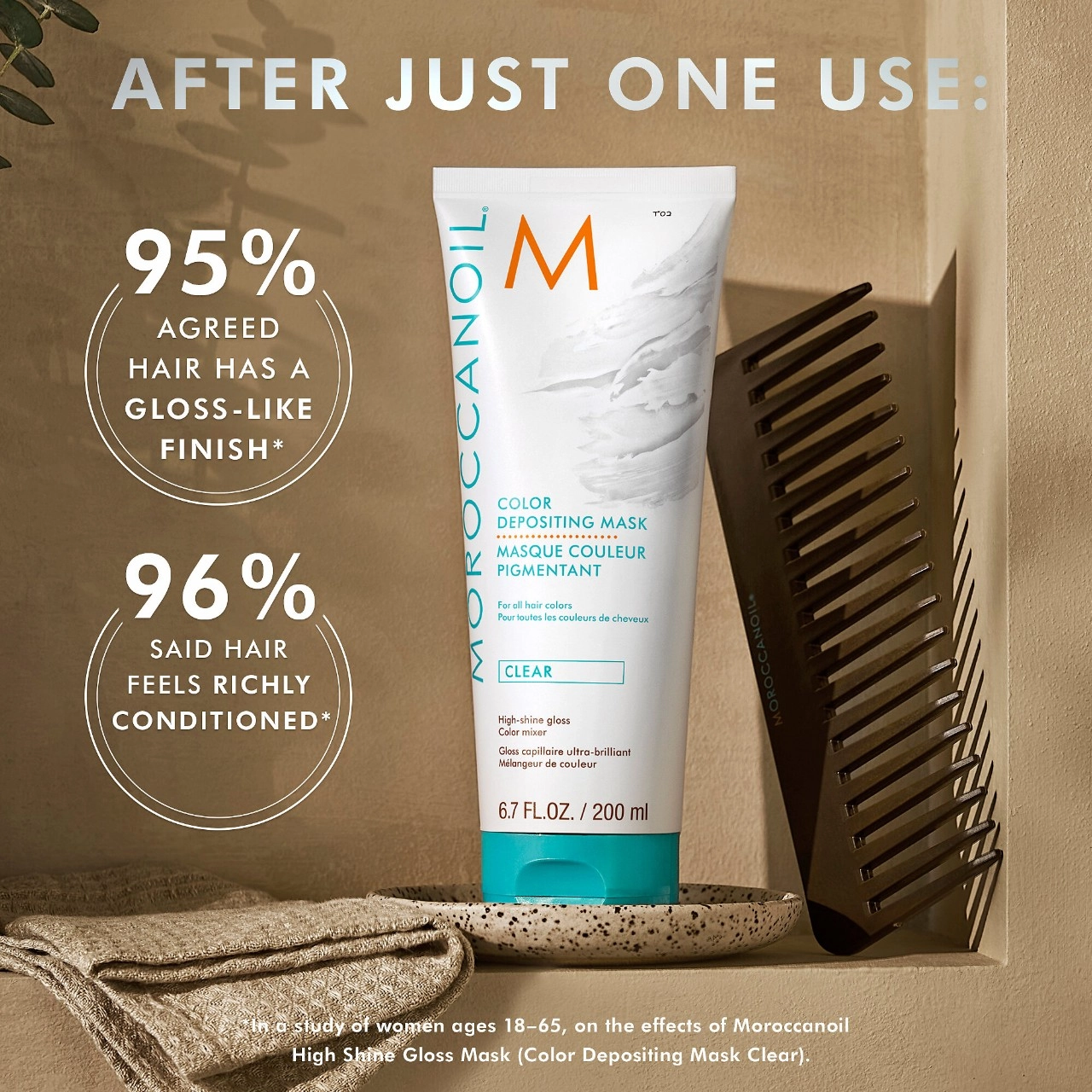 Moroccanoil High Gloss Shine Color Depositing Mask in Clear - Image 10