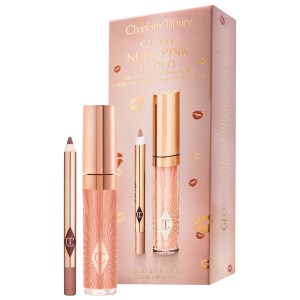 Charlotte Tilbury Mini Glossy Pink Lip Gloss + Lip Liner Set Color: Nude Pink
