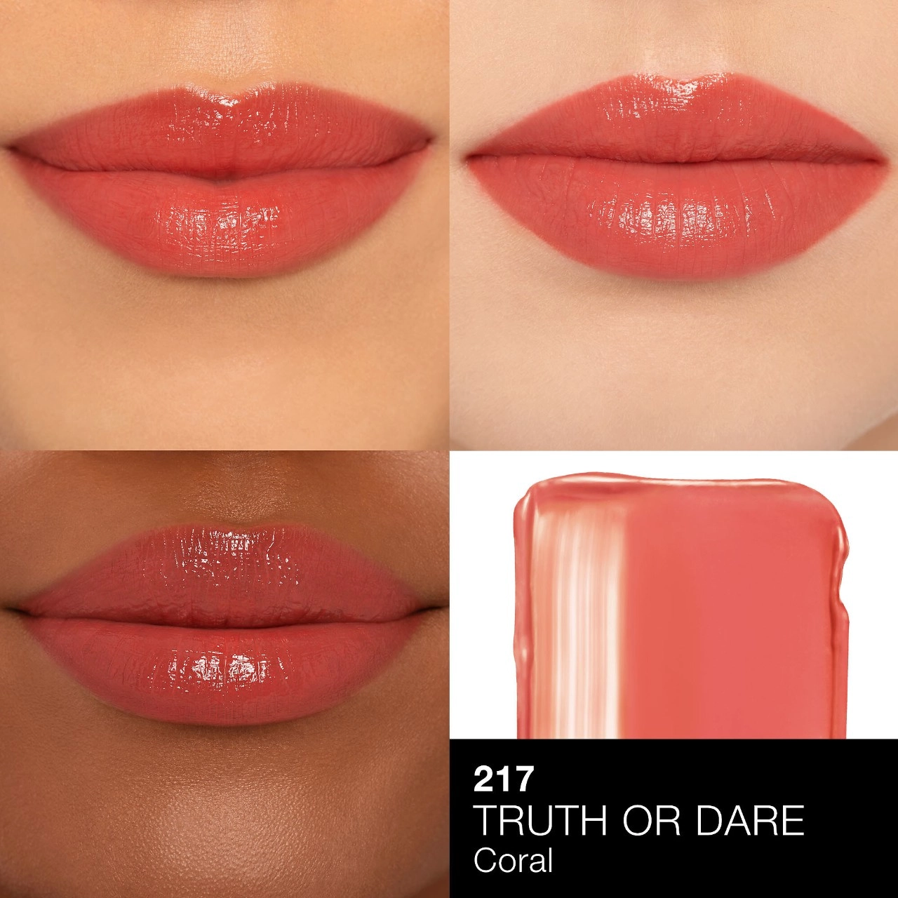 NARS Afterglow Sensual Shine Hydrating Lipstick in Truth or Dare 217 - Coral - Image 2