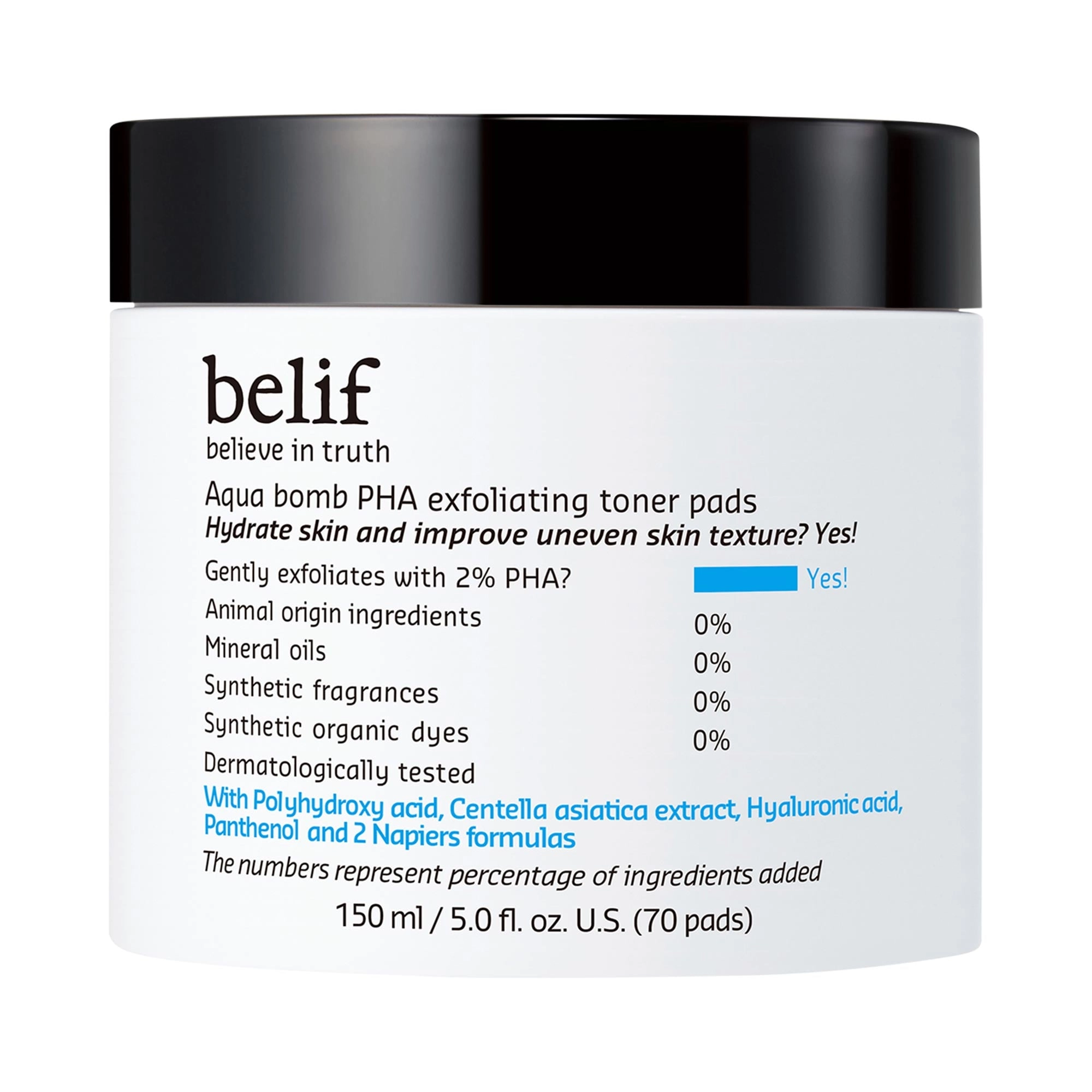 Belif Aqua Bomb PHA Exfoliating Toner Pads 5.0 fl oz / 150 ml Radiant Finish Hydrating