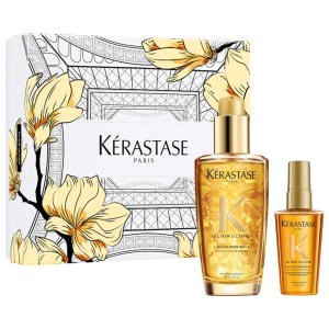 Kérastase Elixir Ultime Hydrating Hair Oil Serum Duo for Damage, Frizz, and Dryness - High Shine Finish - All Hair Types