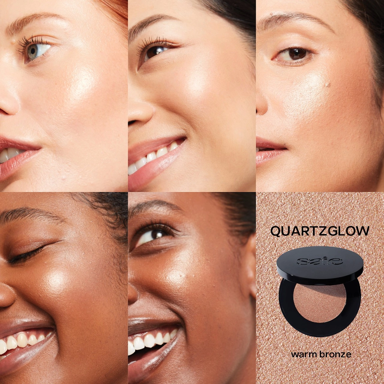 Saie Glow Sculpt Multi-Use Cream Highlighting Blush Color: Quartzglow Refill - Warm Bronze - Image 3