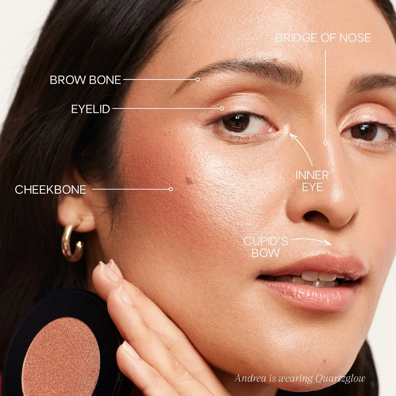 Saie Glow Sculpt Multi-Use Cream Highlighting Blush Color: Quartzglow Refill - Warm Bronze - Image 4