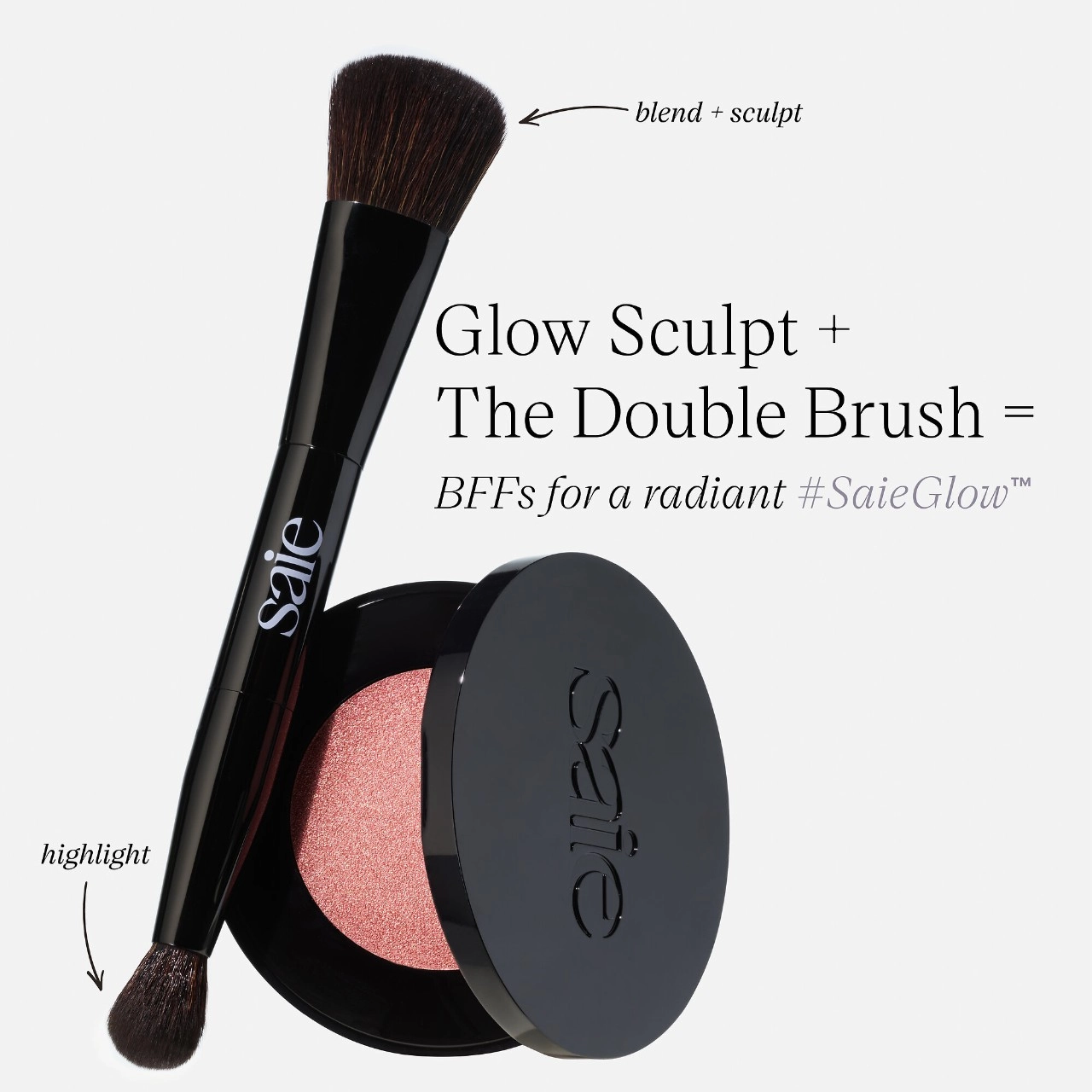 Saie Glow Sculpt Multi-Use Cream Highlighting Blush Color: Peachglow Refill - Image 10