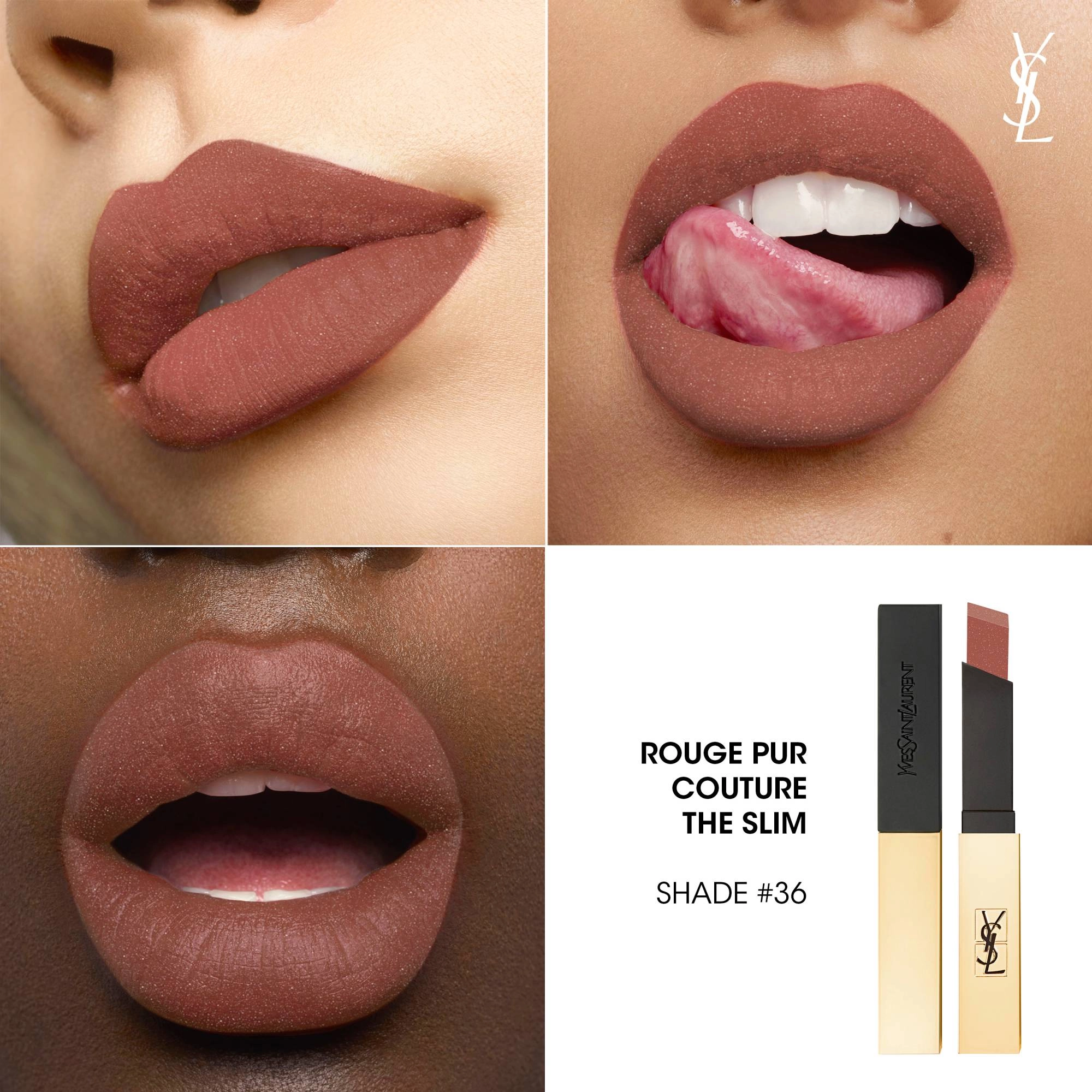 Yves Saint Laurent Rouge Pur Couture The Slim Matte Lipstick Color: 36 Pulsating Rosewood - Image 4