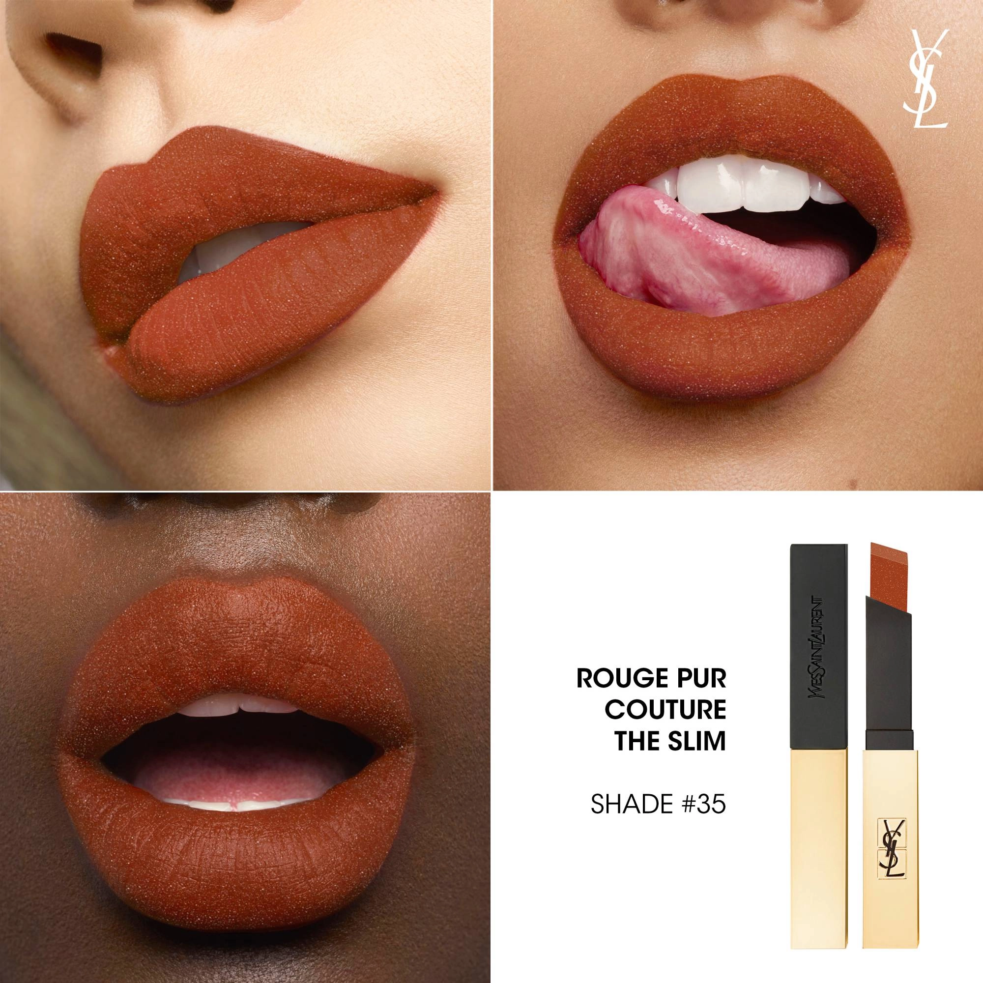 Yves Saint Laurent Rouge Pur Couture The Slim Matte Lipstick Color: 35 Loud Brown - Image 3
