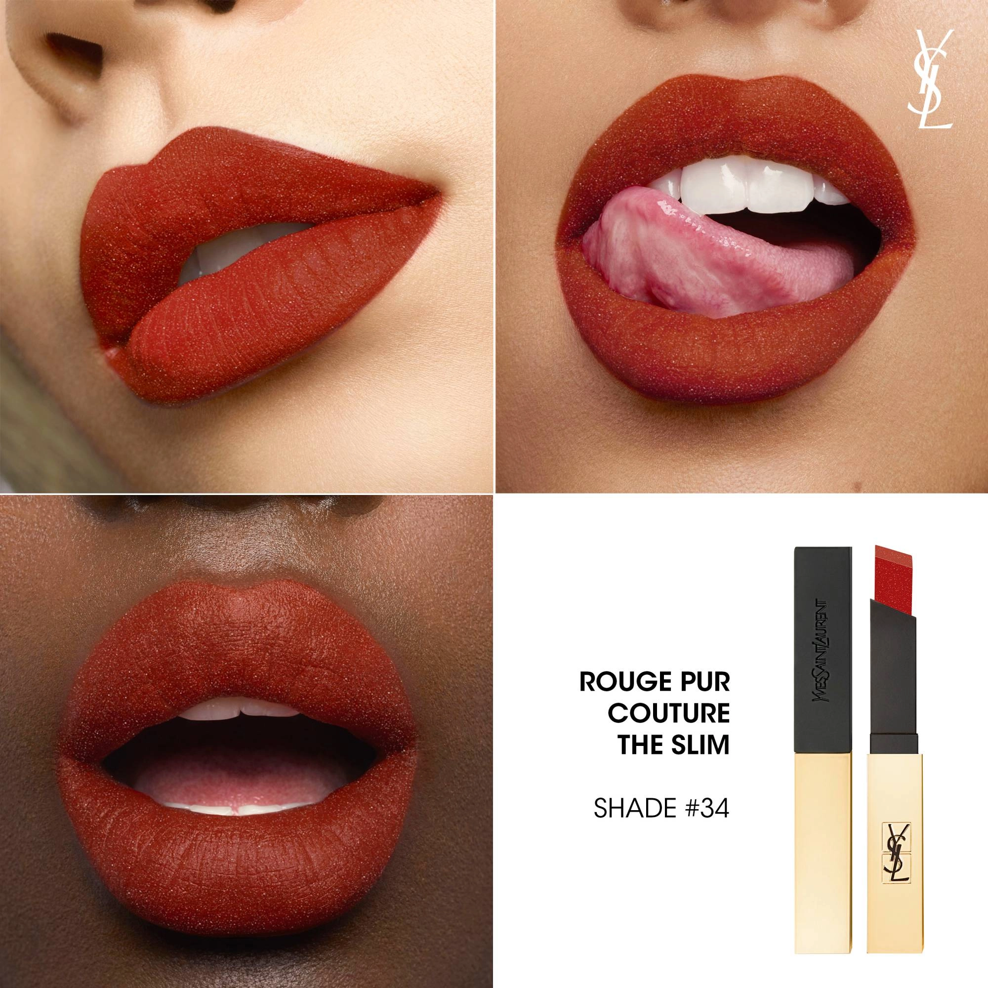 Yves Saint Laurent Rouge Pur Couture The Slim Matte Lipstick Color: 34 Blasting Terra - Nude - Image 3