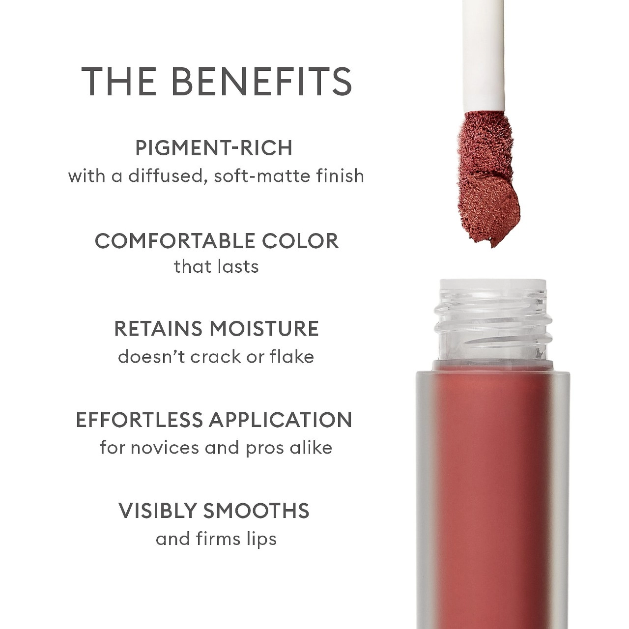 ROSE INC Lip Cream Longwearing Matte Liquid Lipstick with Squalane - Two Were One Rose Brown - Image 6