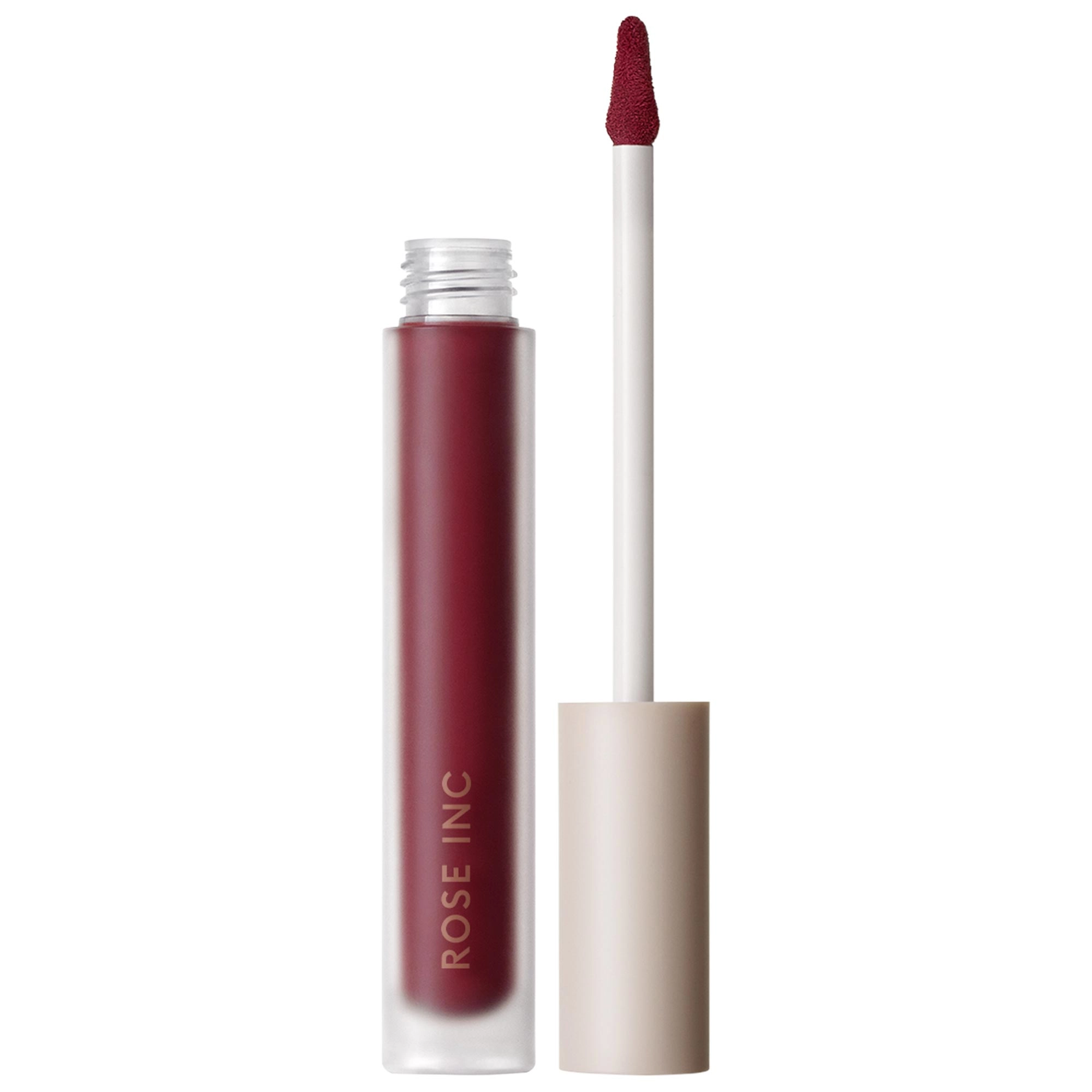 ROSE INC Lip Cream Longwearing Matte Liquid Lipstick with Squalane - Love Beckons Wine Red