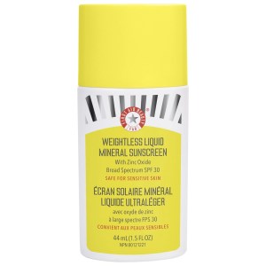 First Aid Beauty Weightless Liquid Mineral Sunscreen with Zinc Oxide SPF 30, 1.5 oz / 44 mL, Vegan, Clean, Reef Safe, Cruelty-Free