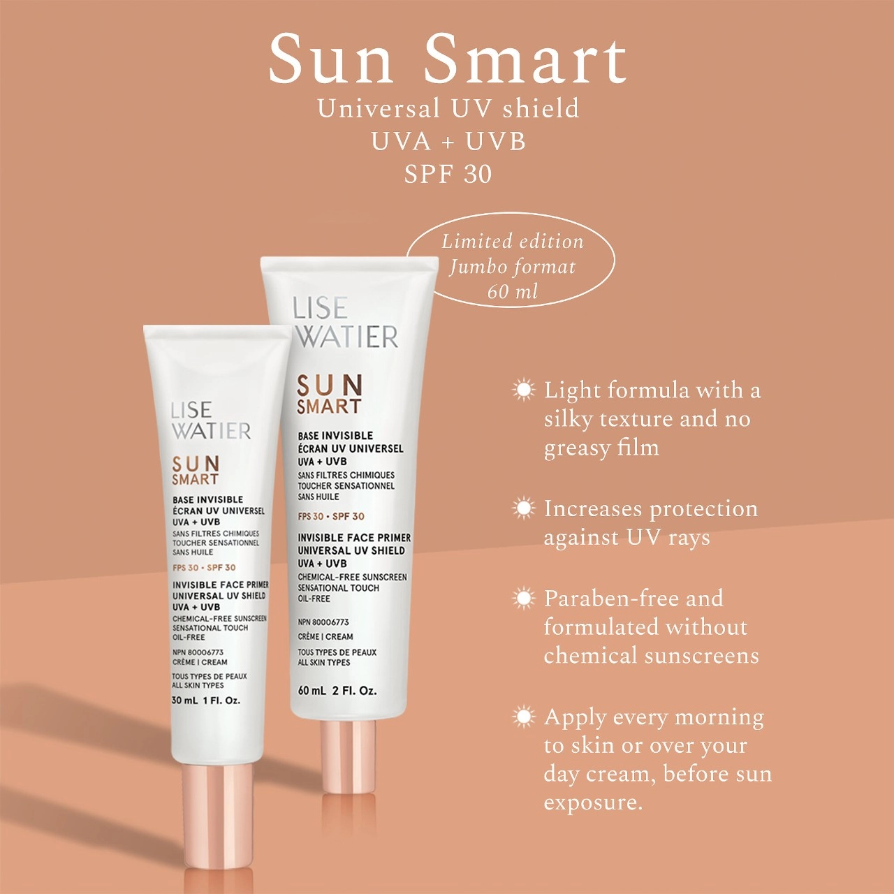 Lise Watier Sun Smart Universal UV Shield SPF 30 Cream Formula 2 oz / 60 mL - Image 4